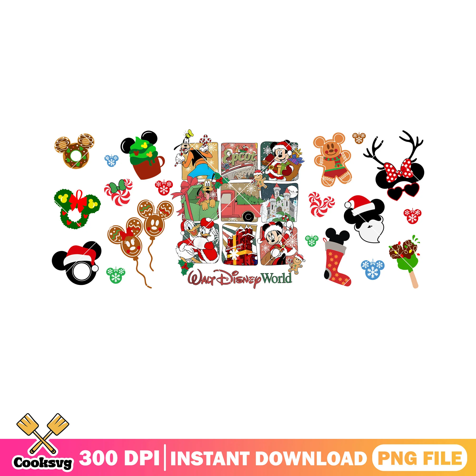 Merry christmas disney png, daisy duck png, mickey and friends png