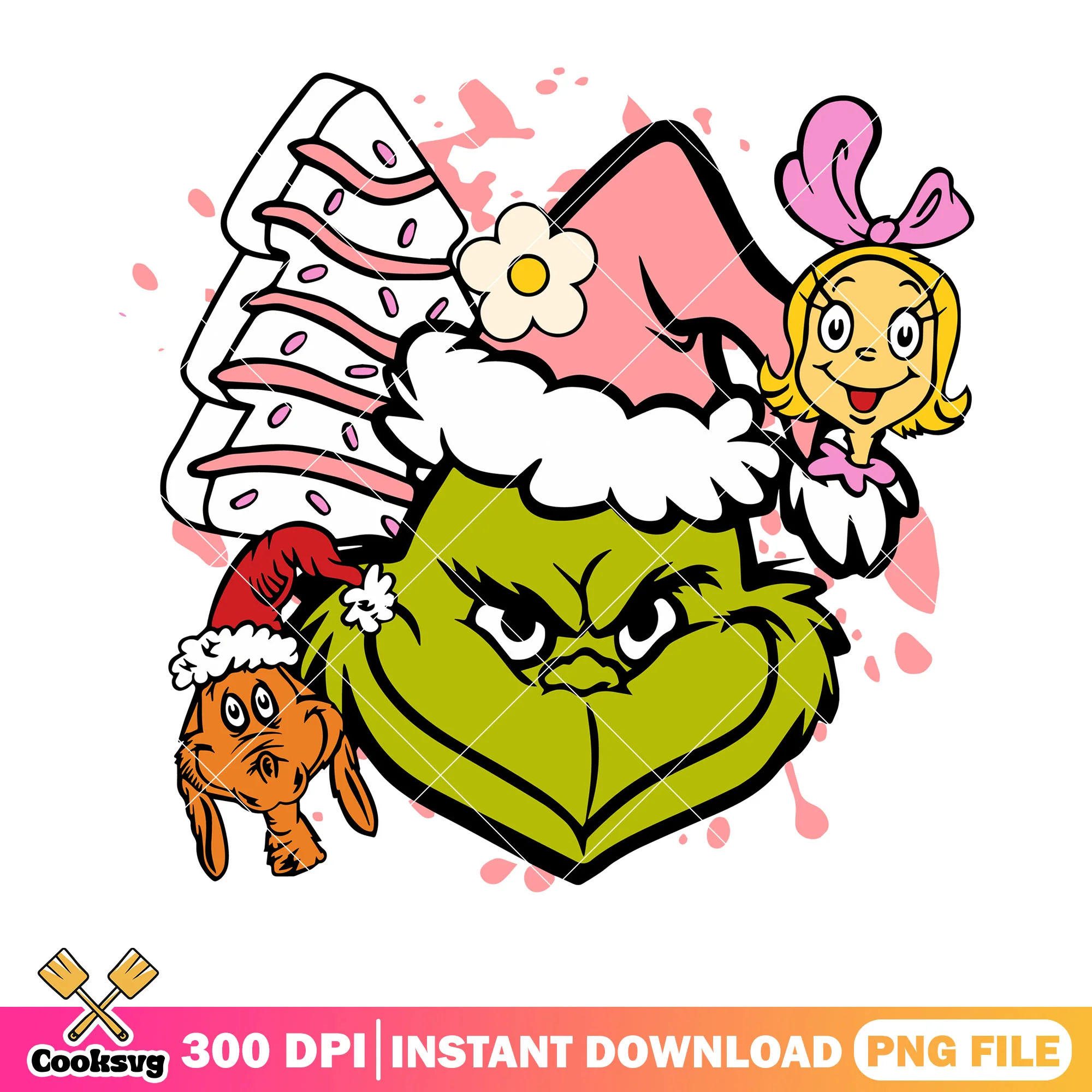 Merry christmas max cindy png, lou who pink png, christmas cake png