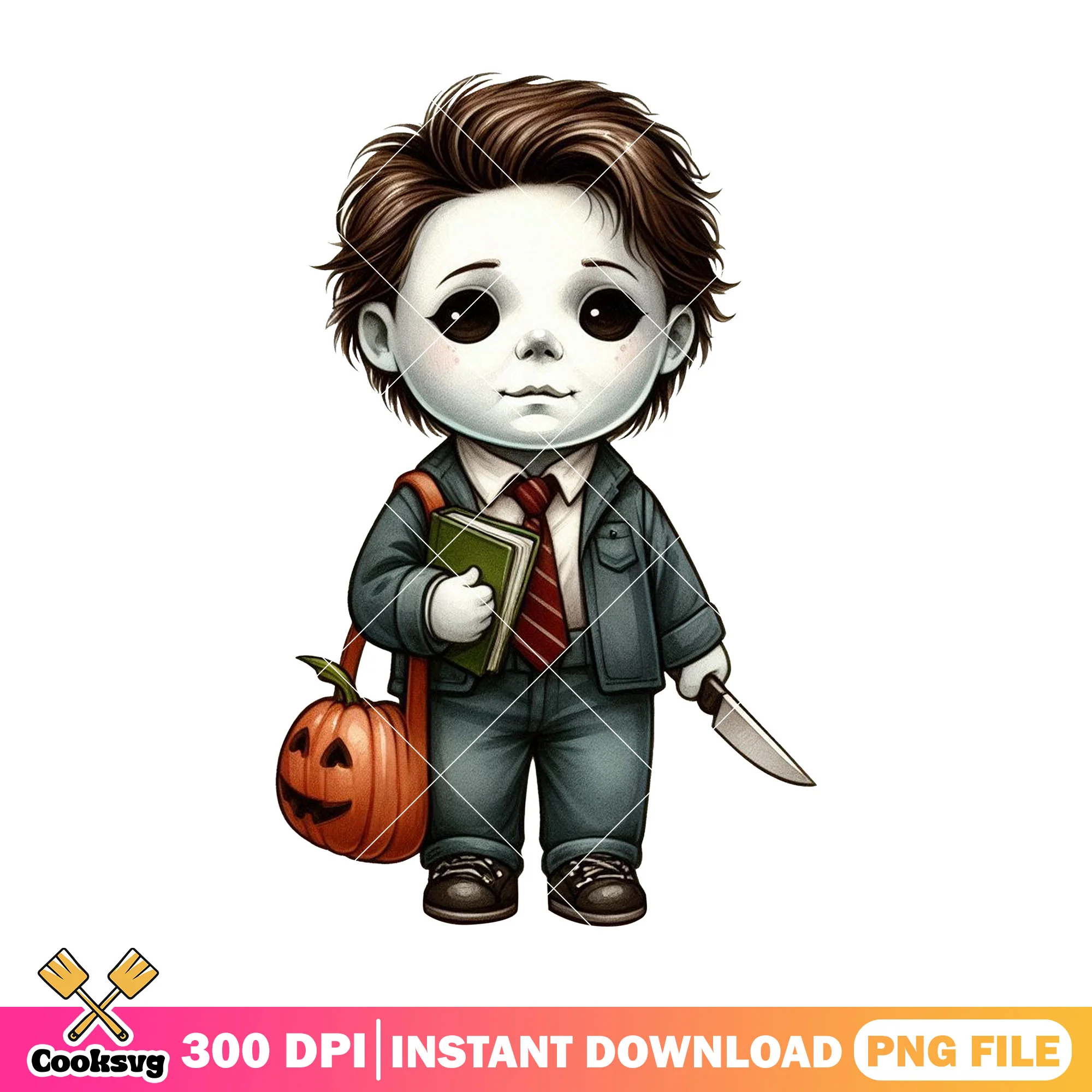 Michael myers brown hair png, character standing png, back to school png