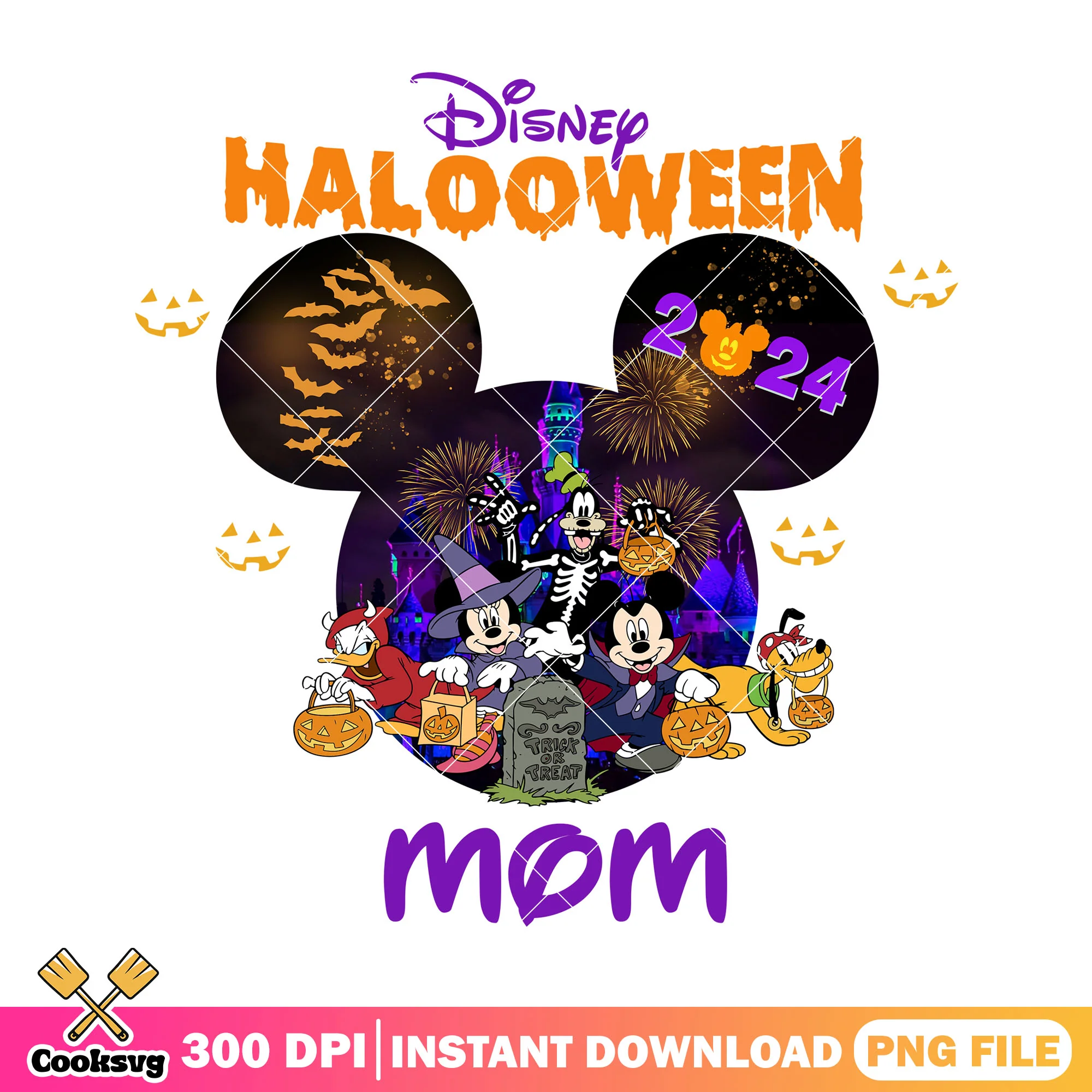 Mickey and friends disney halloween mom png, disney halloween png