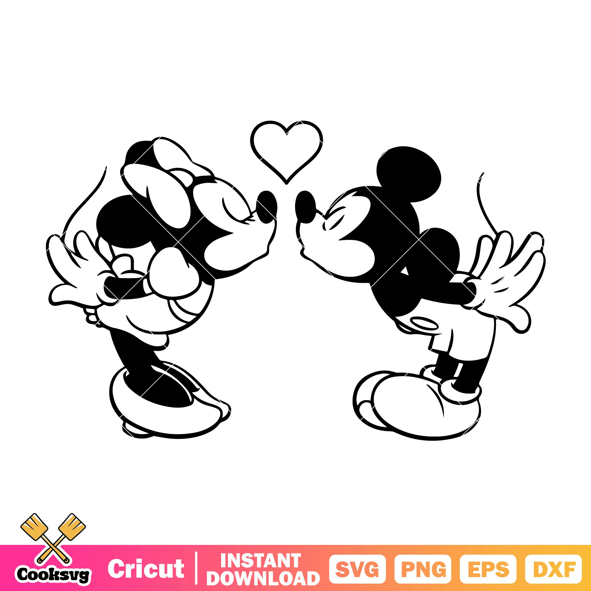 Mickey and minnie kiss love svg, mickey minnie svg, disney mickey svg