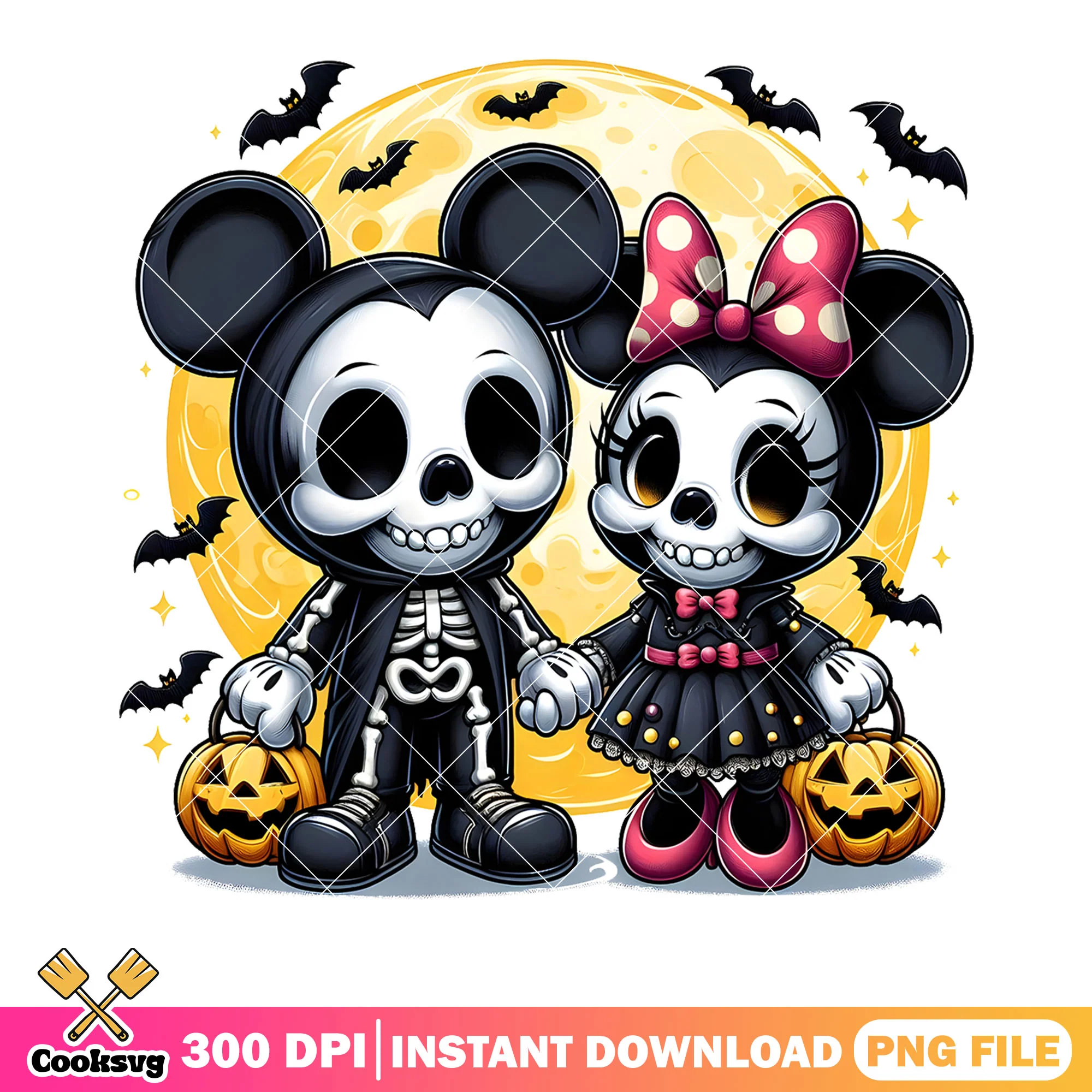 Mickey and Minnie Mouse png, halloween png, x ray costume png