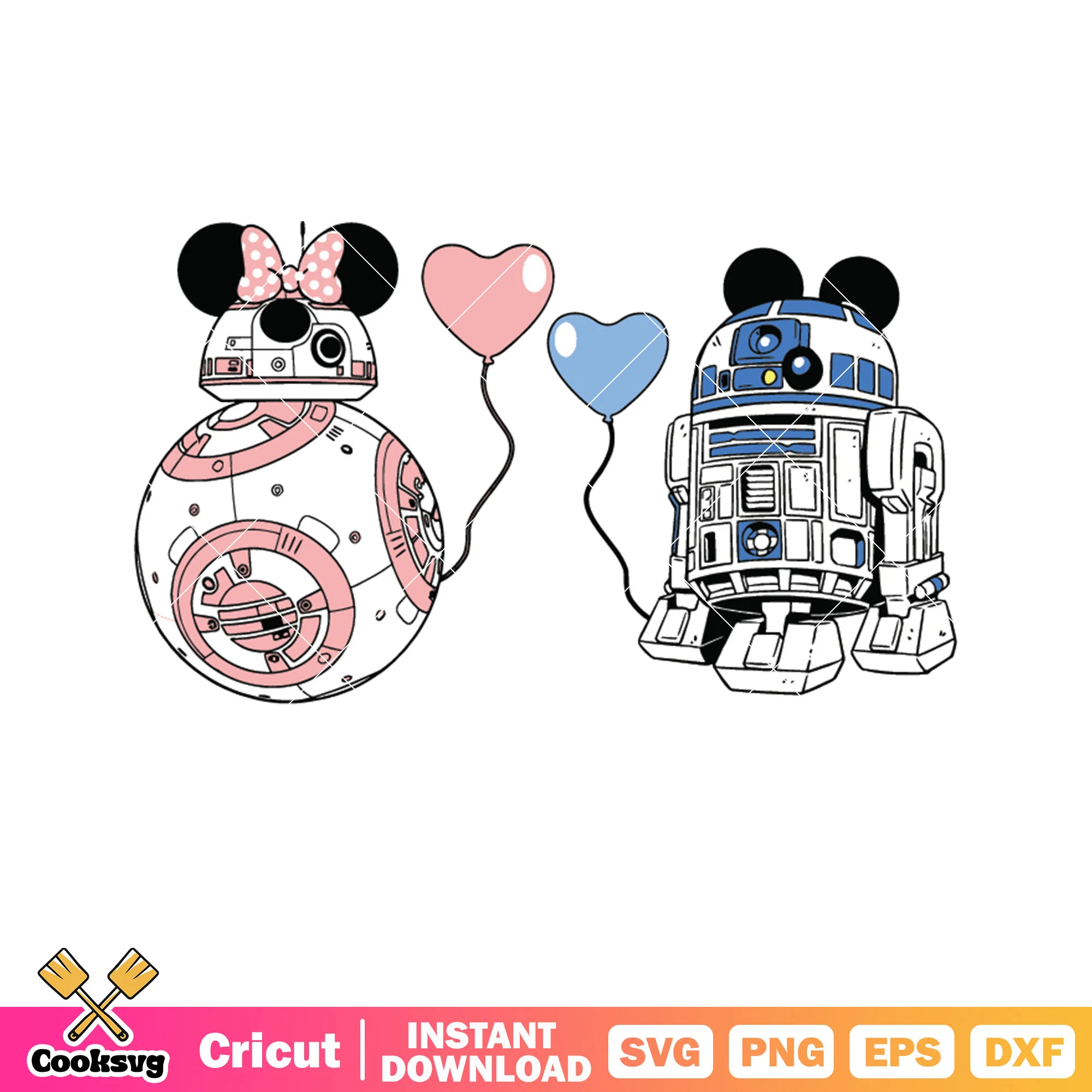 Mickey and minnie robot valentine svg, mickey valentine svg