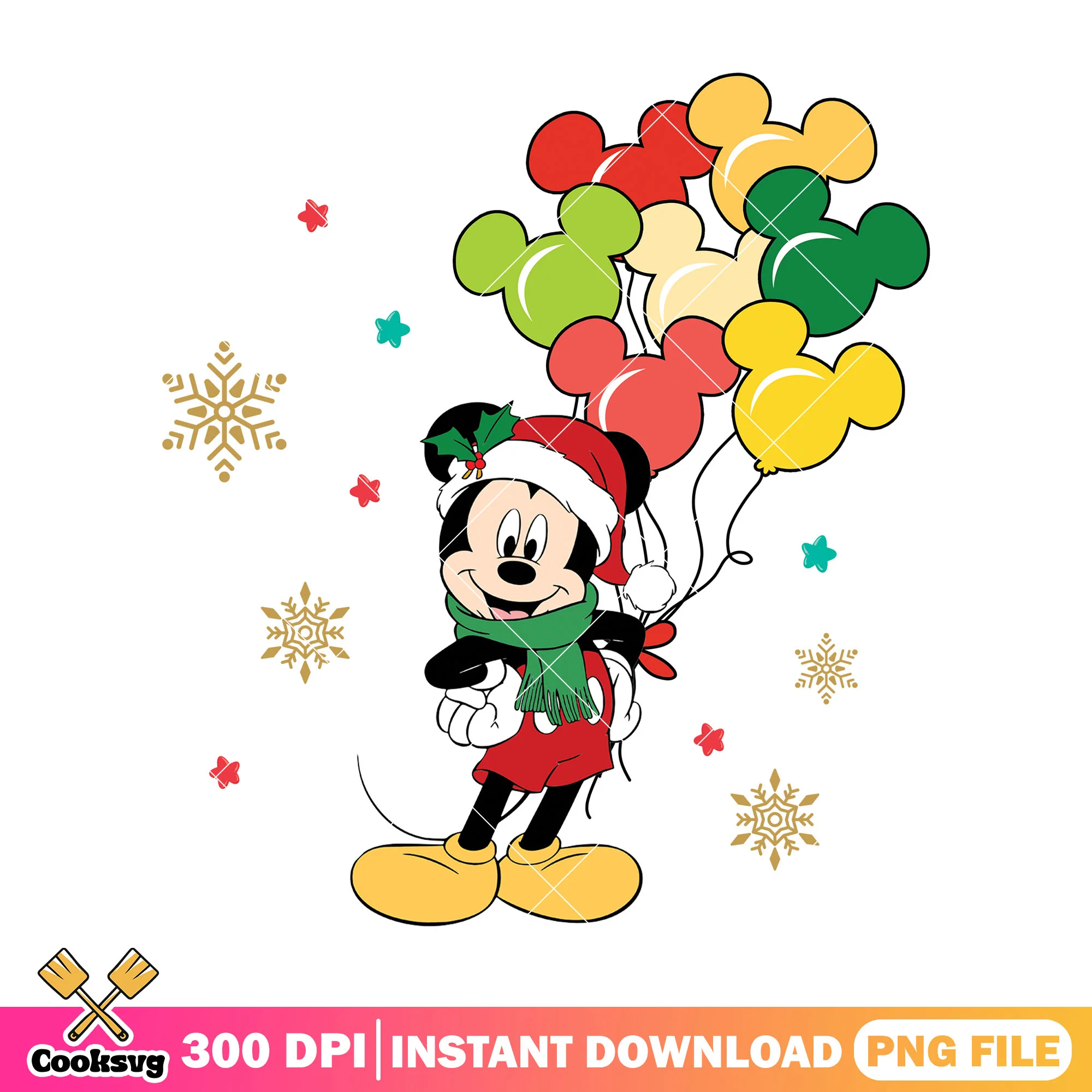 Mickey christmas balloon png, christmas costume png, mickey mouse png