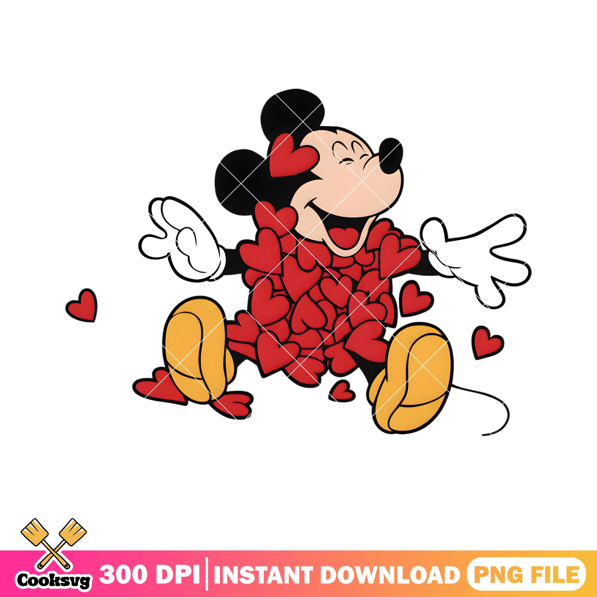 Mickey drown in love valentines png, valentine vibes png, disney vibes png