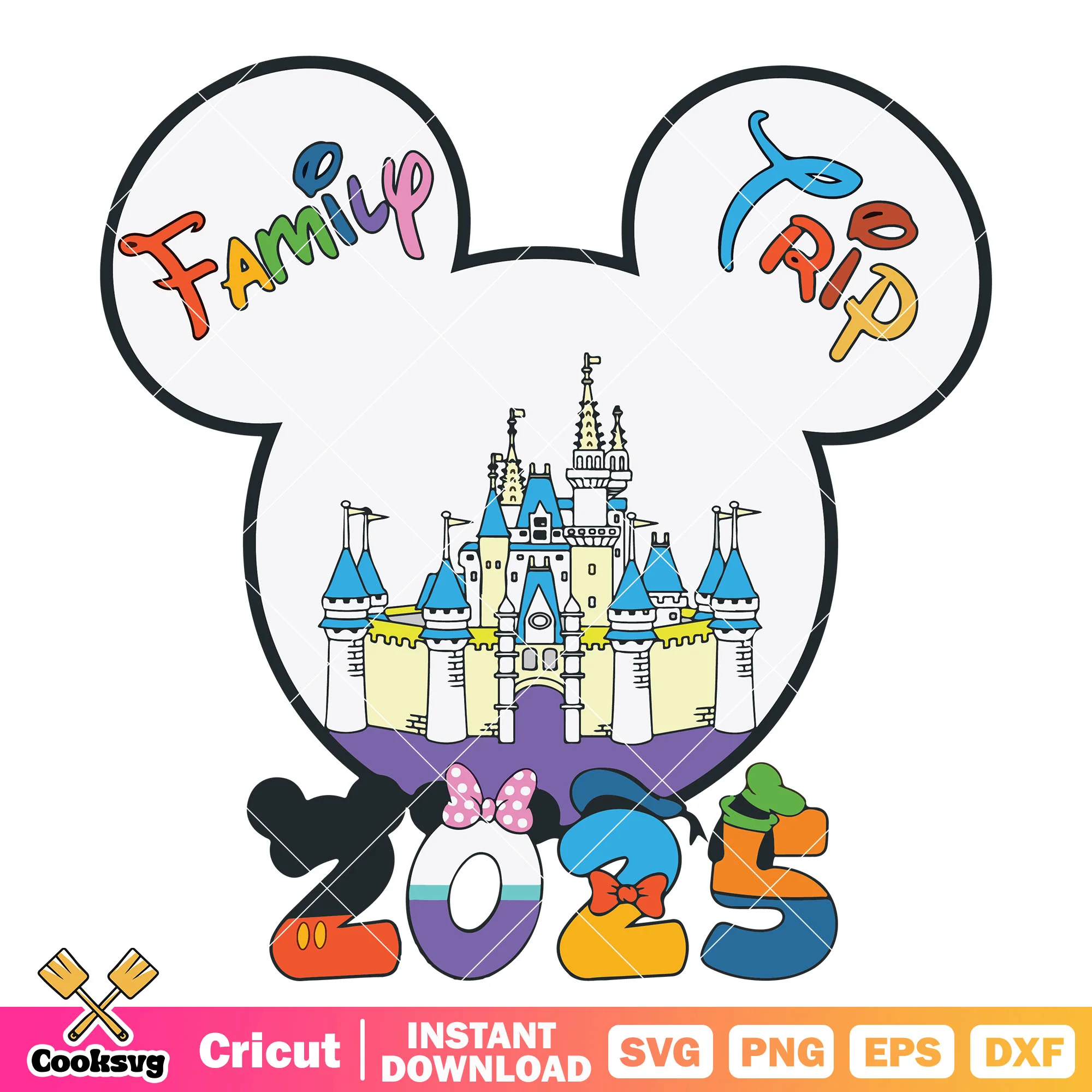 Mickey family trip 2025 castle svg, disney castle svg, disney family svg