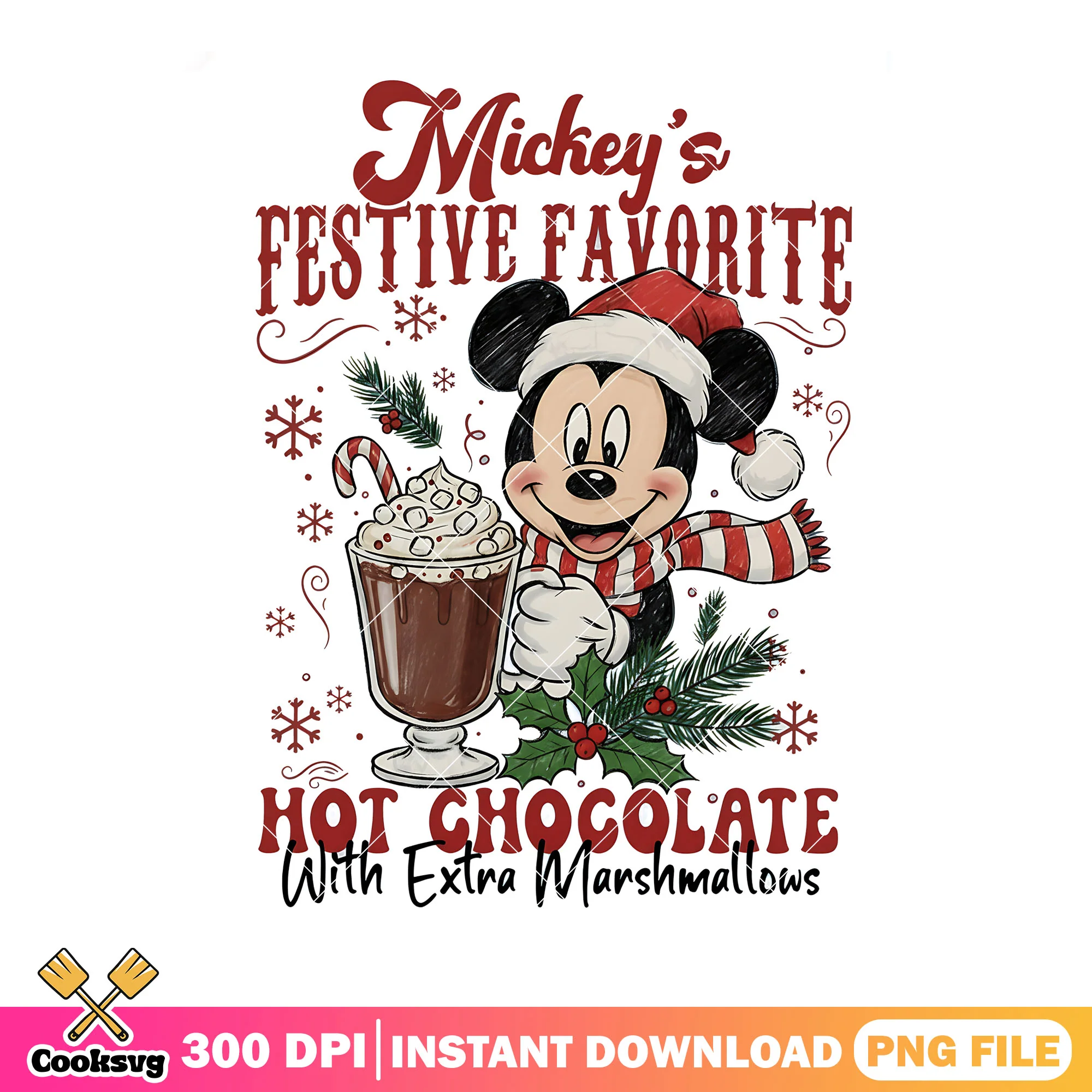 Mickey festive favorite png, hot chocolate png, mickey mouse png