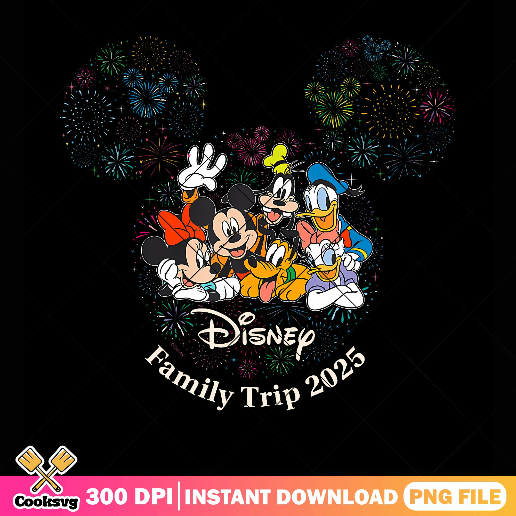 Mickey Fireworks Vacation Trip png, daisy duck png, donald duck png