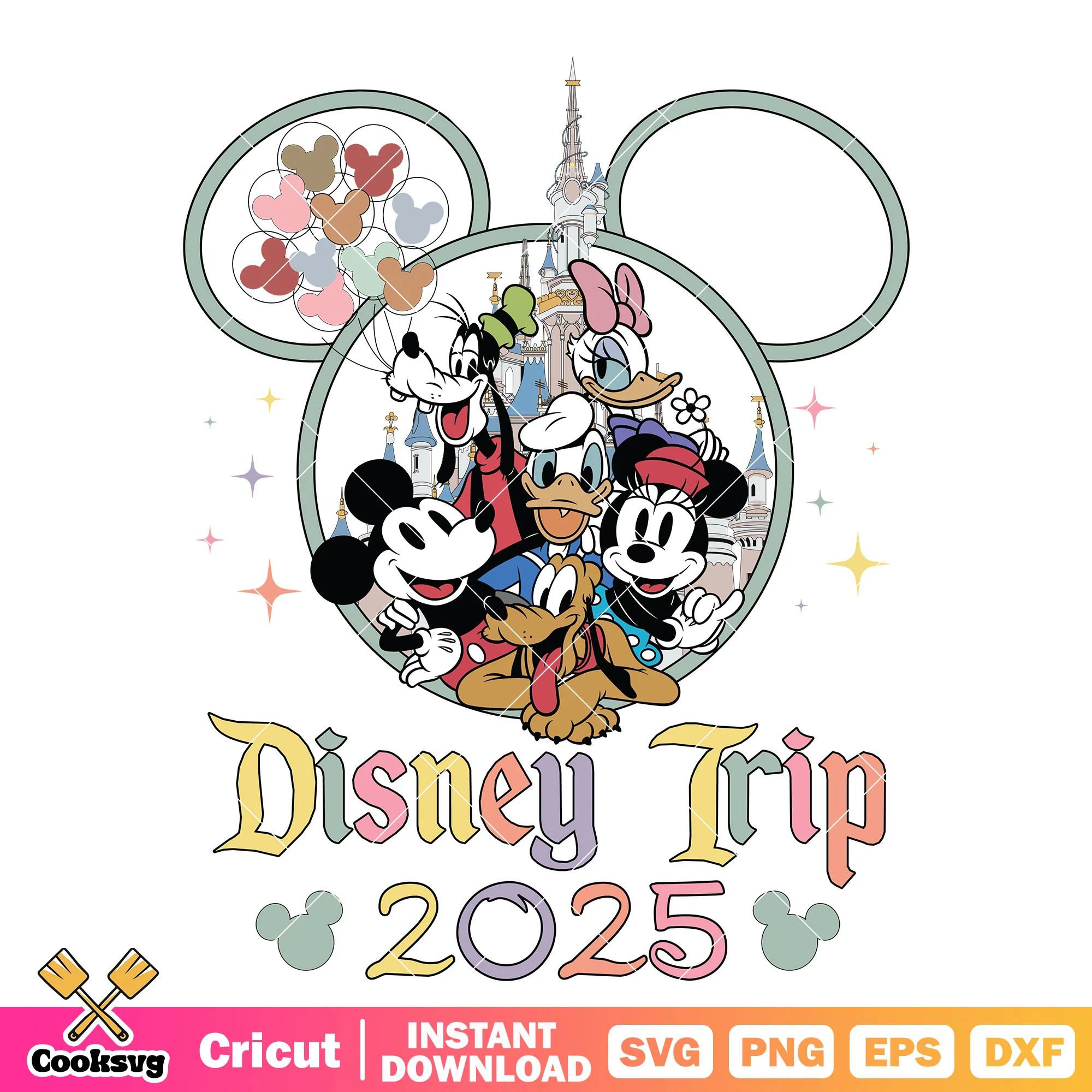 Mickey friends vintage disney trip 2025 png, disney trip 2025 png