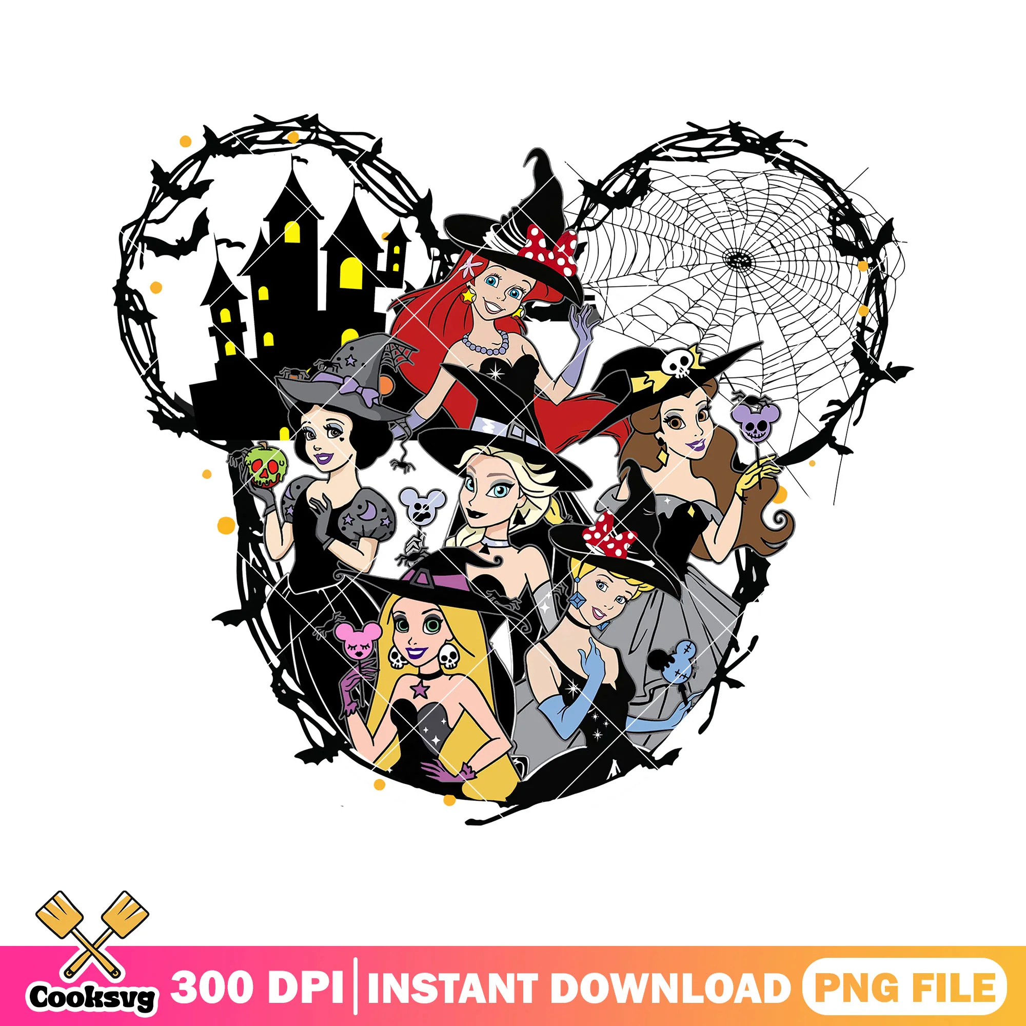 Mickey halloween princess png, princess halloween png, scary disney png
