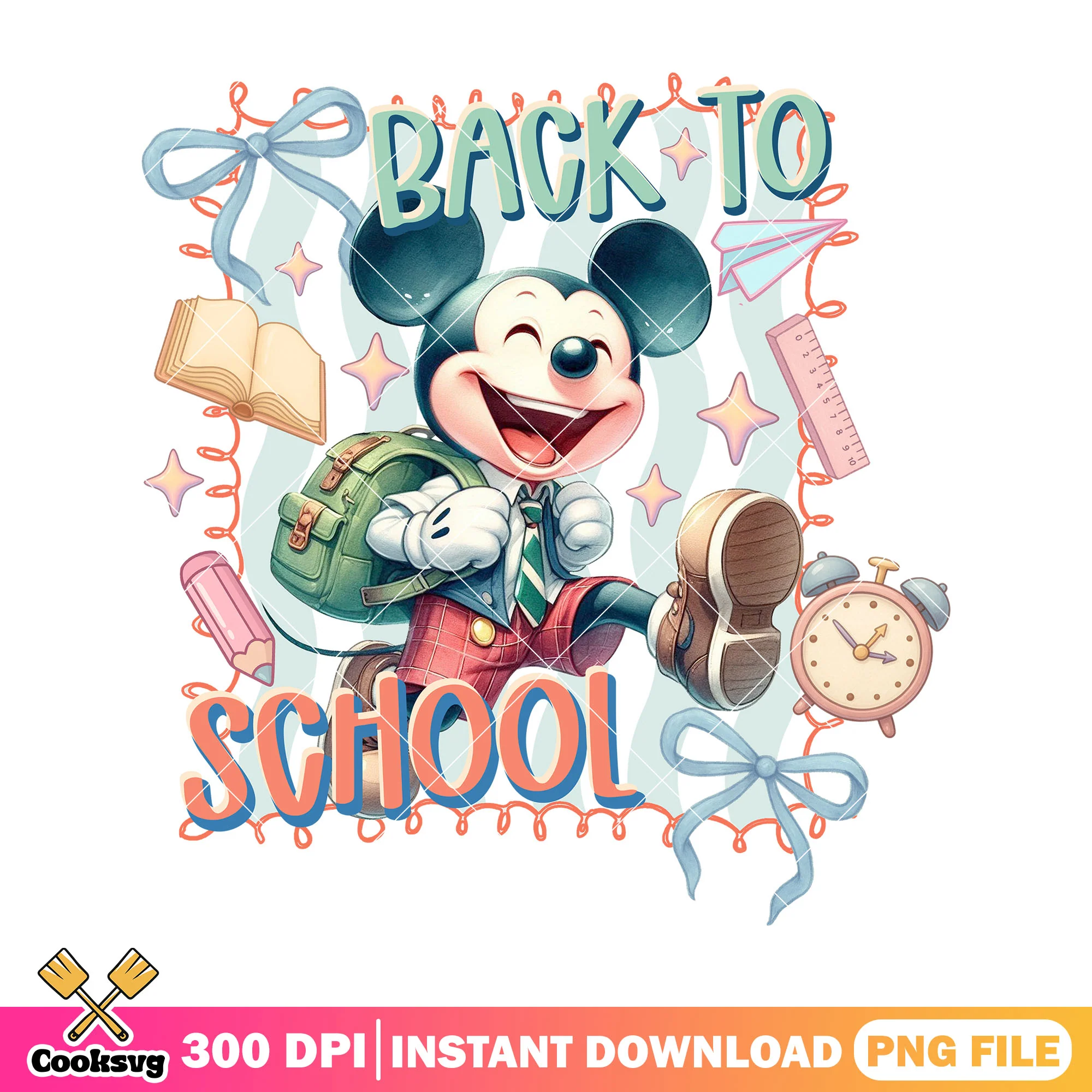 Mickey happy design png, mickey mouse png, happy back to school png