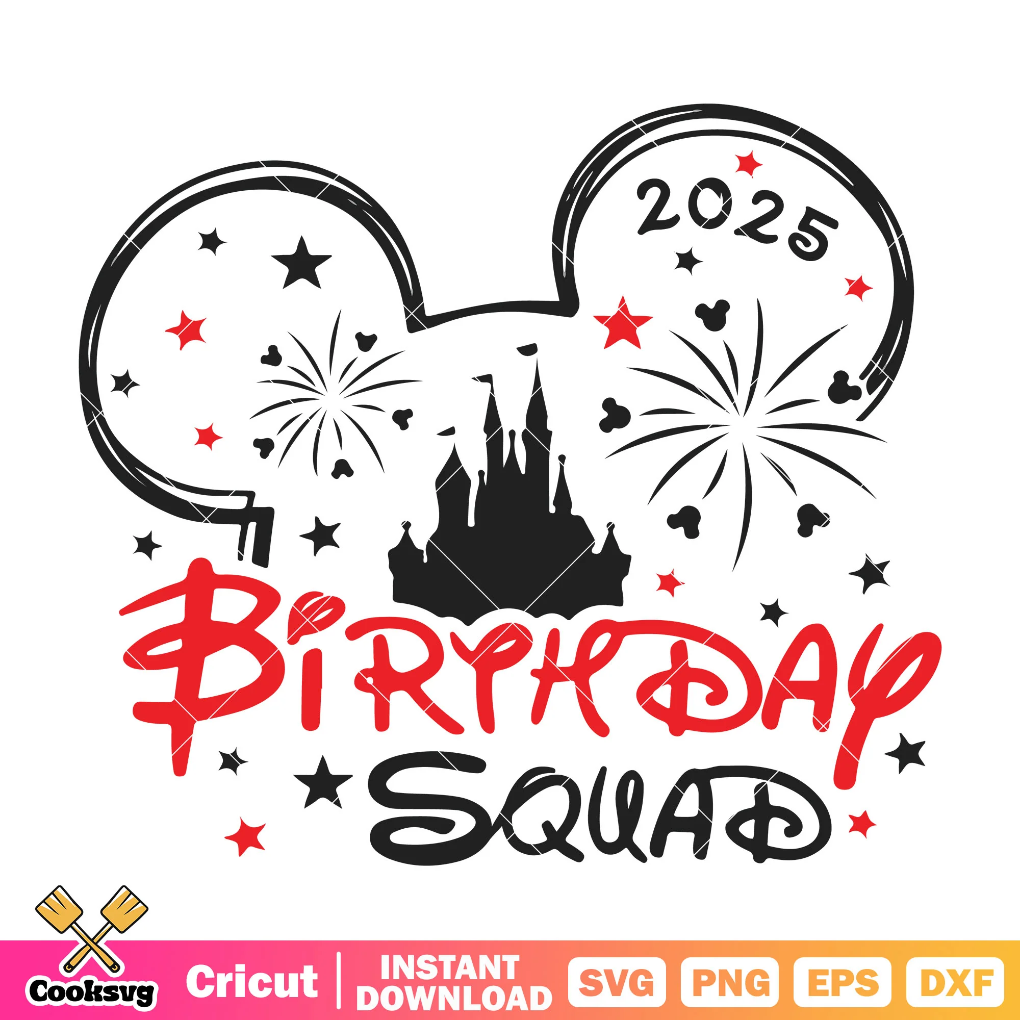 Mickey head birthday squad 2025 svg, mickey mouse birthday svg