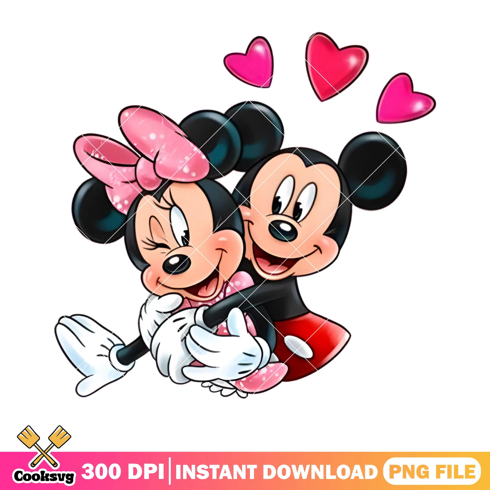 Mickey lovely hug minnie png, disney valentine png, heart valentine png