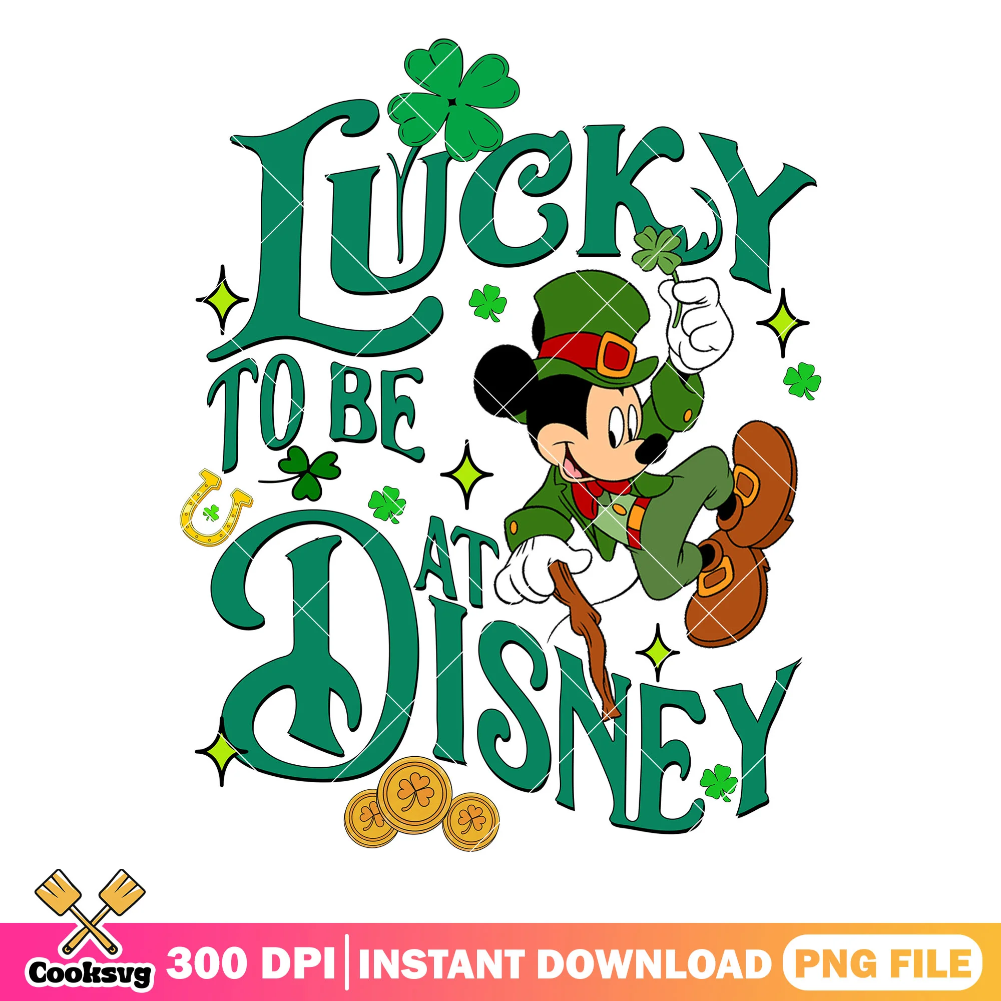 Mickey lucky to be at disney png, disney st patricks day png