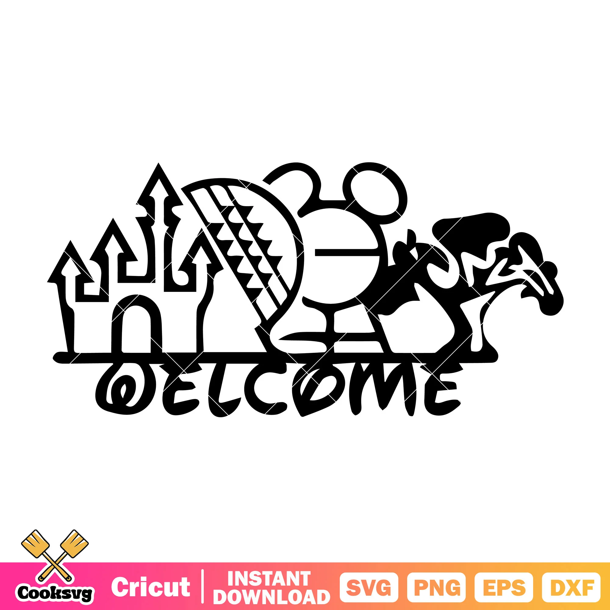 Mickey mouse disney welcome svg, disney mickey svg, disney silhouette svg