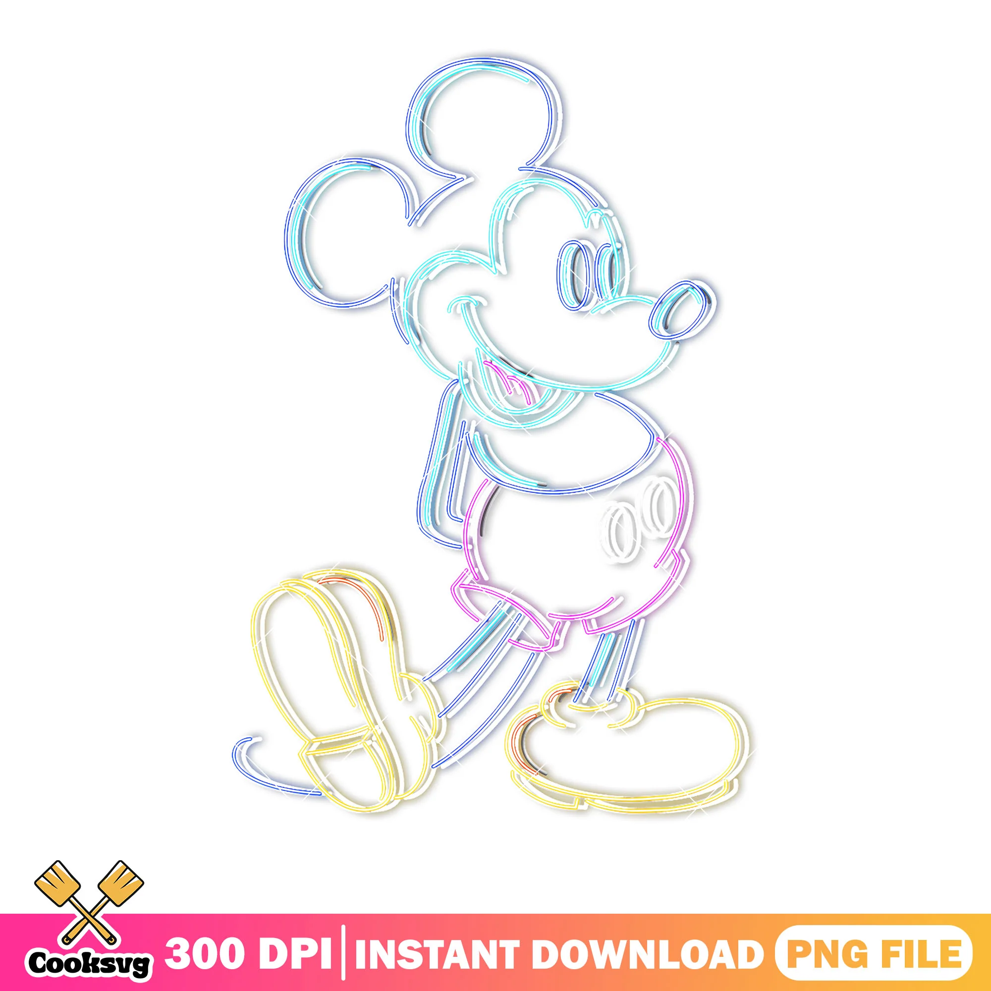 Mickey mouse neon png, mickey movie png, disney characters png