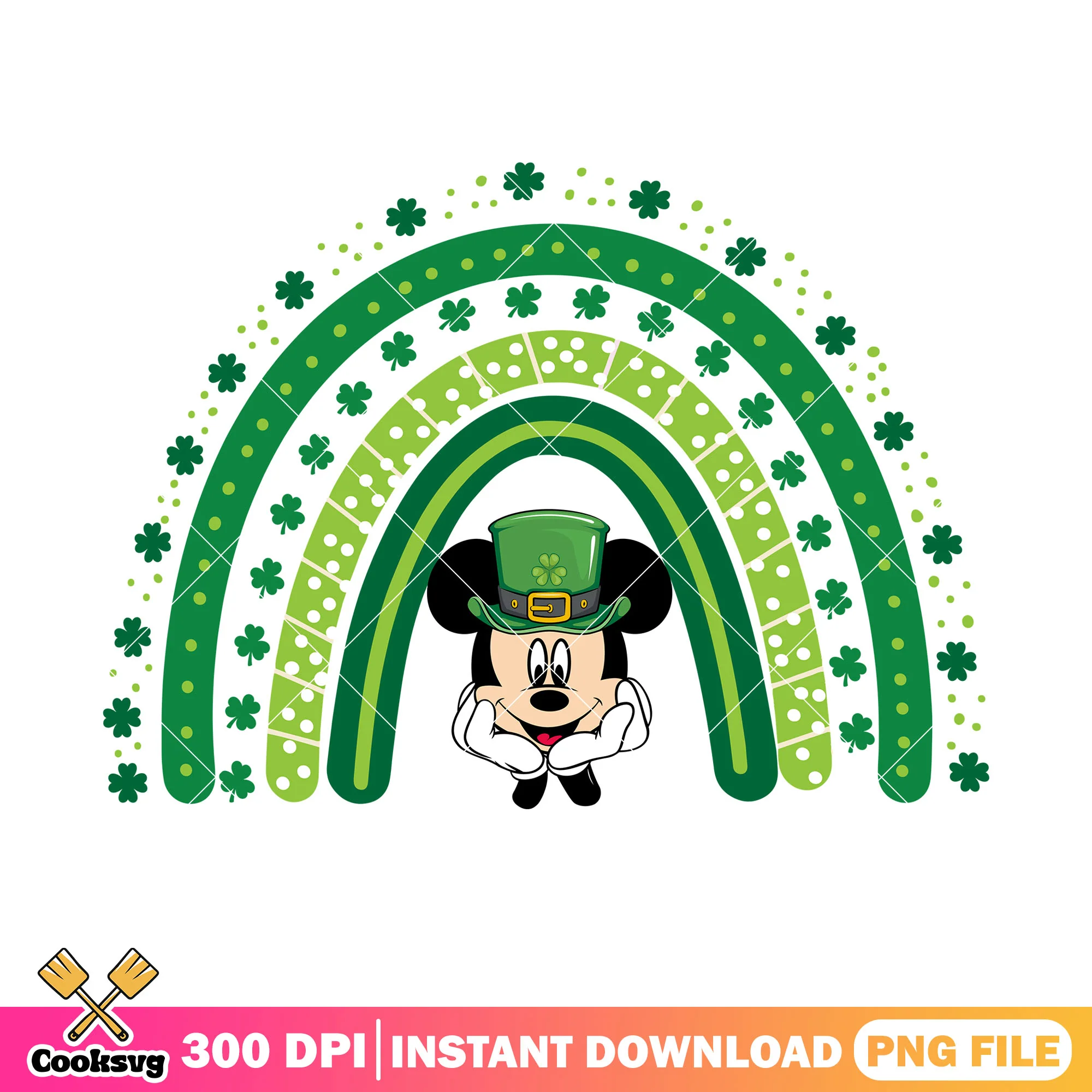 Mickey mouse patrick rainbow png, mickey st patrick's day png