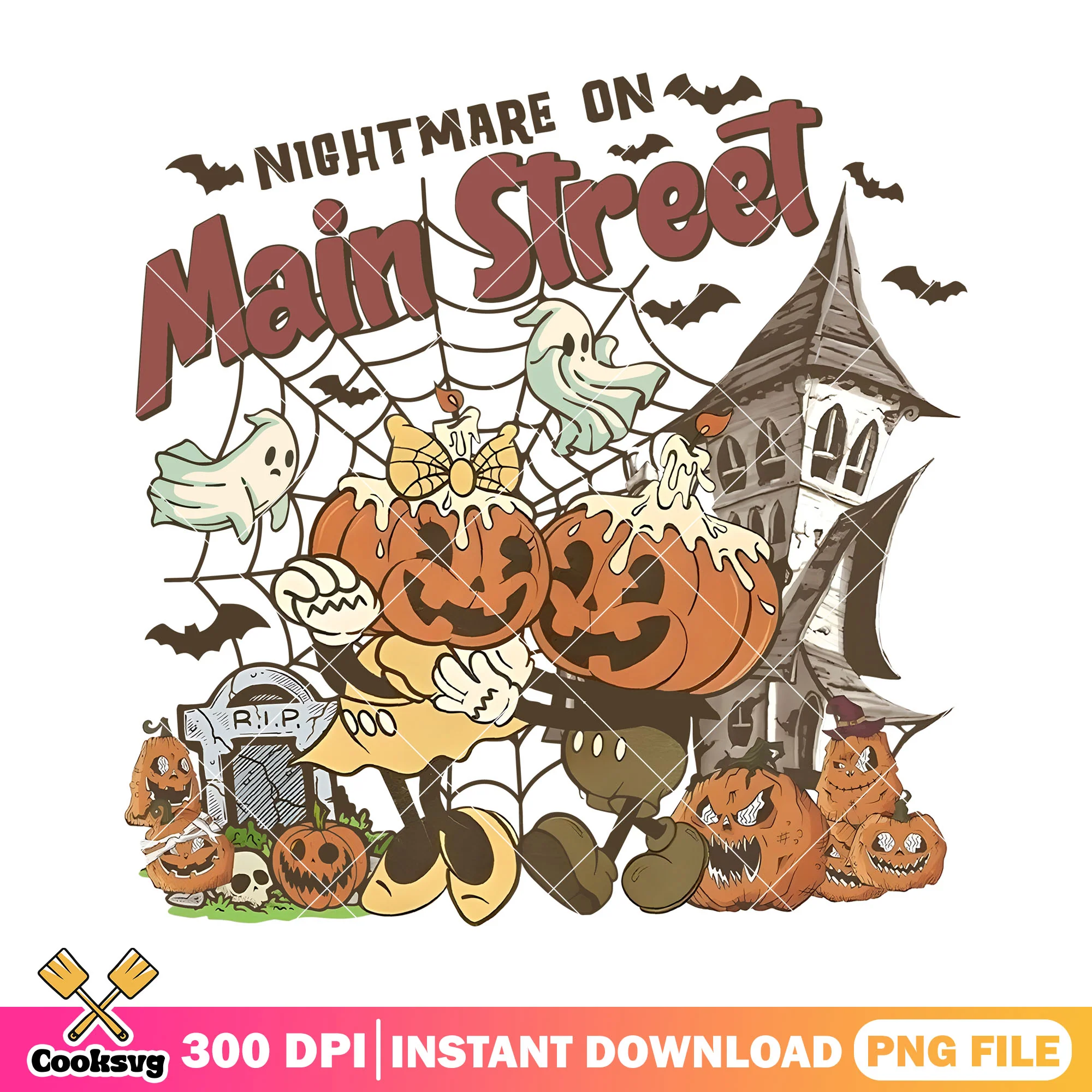 Mickey nightmare pumpkin png, nightmare on main street png
