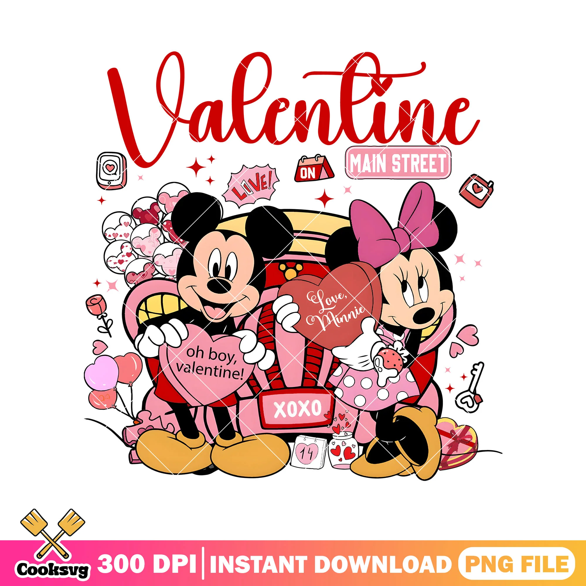 Mickey red valentine main street png, mickey mouse valentine png