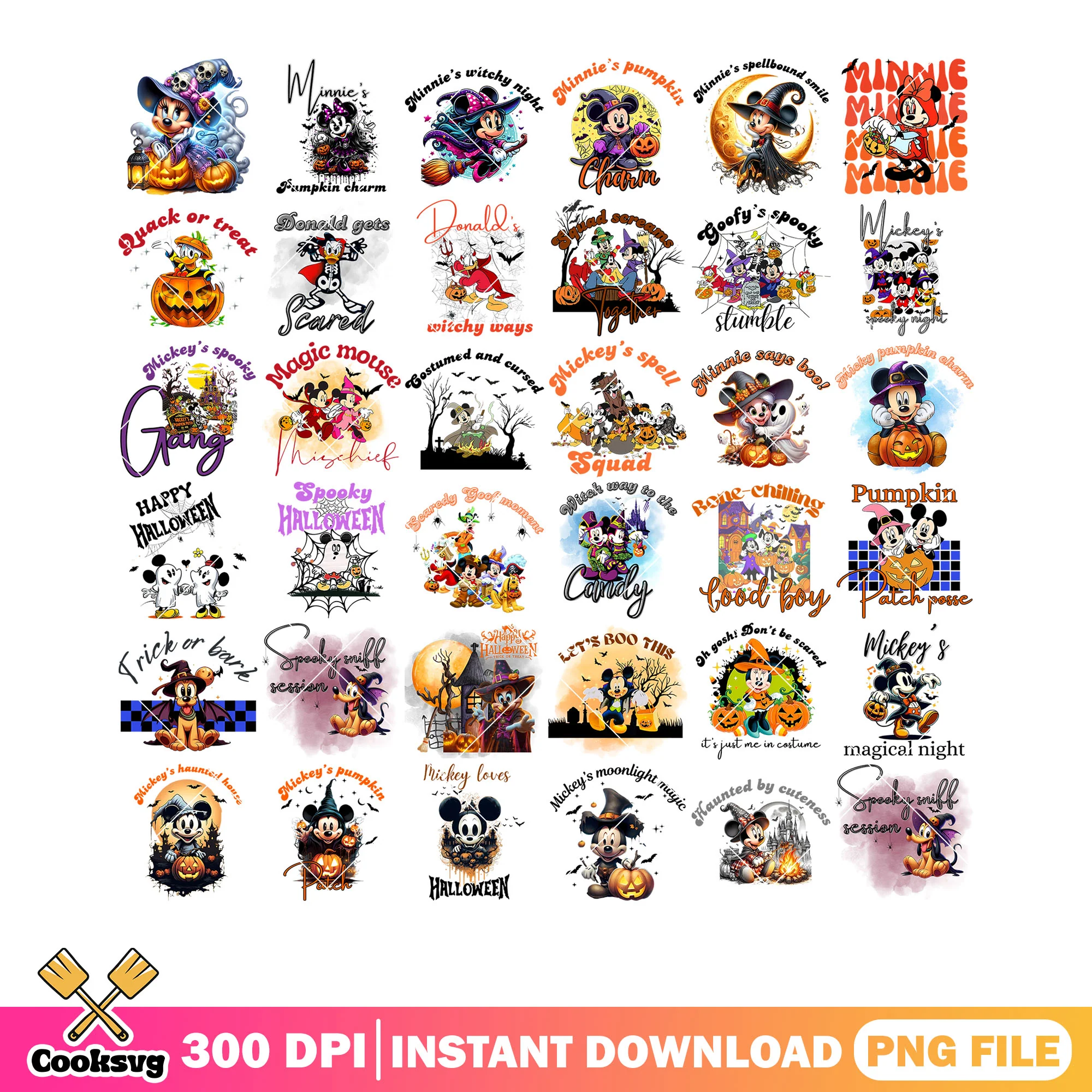 Mickey spell squad png bundle, minnie mouse png, witches costume png