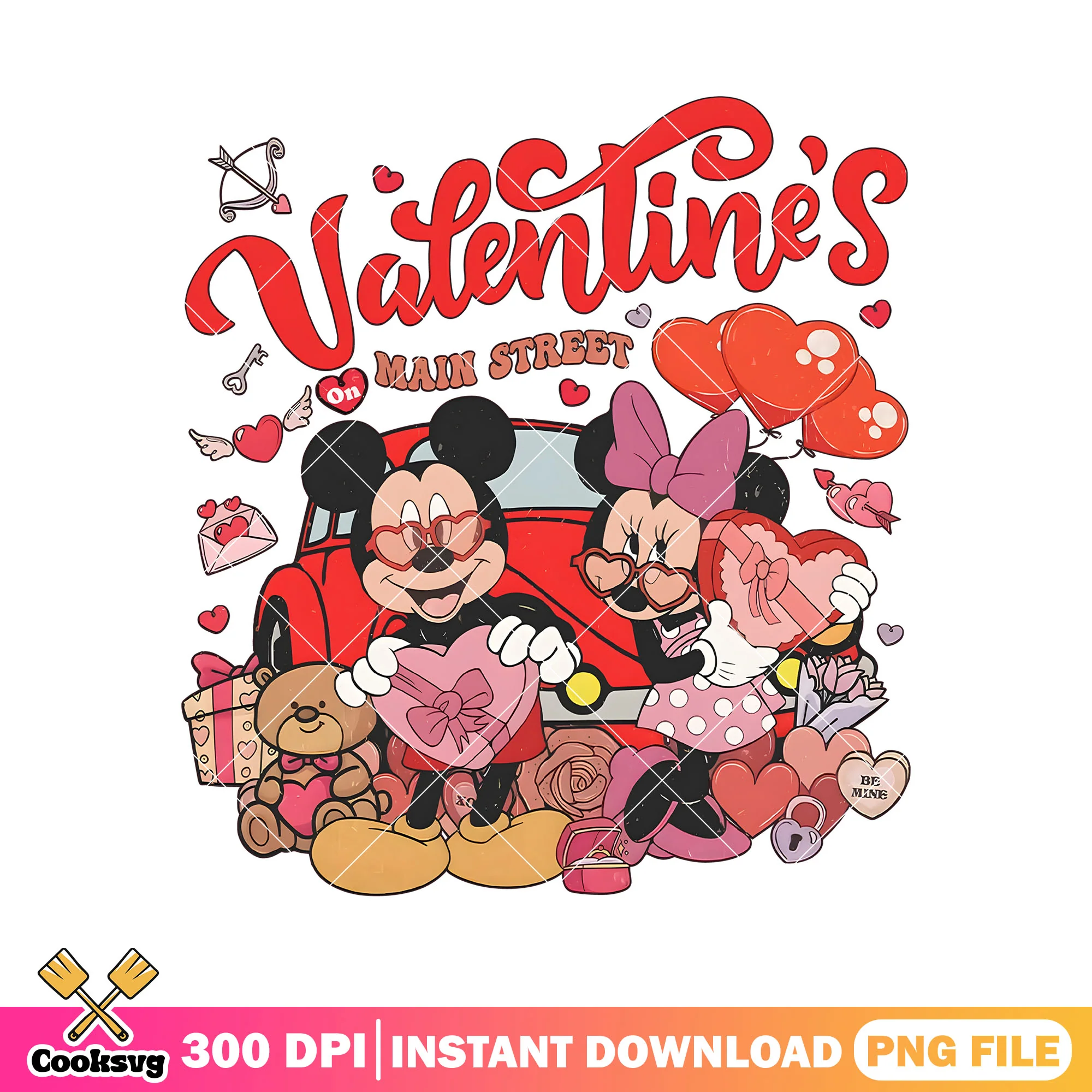 Mickey valentine in main street png design, mickey valentine png