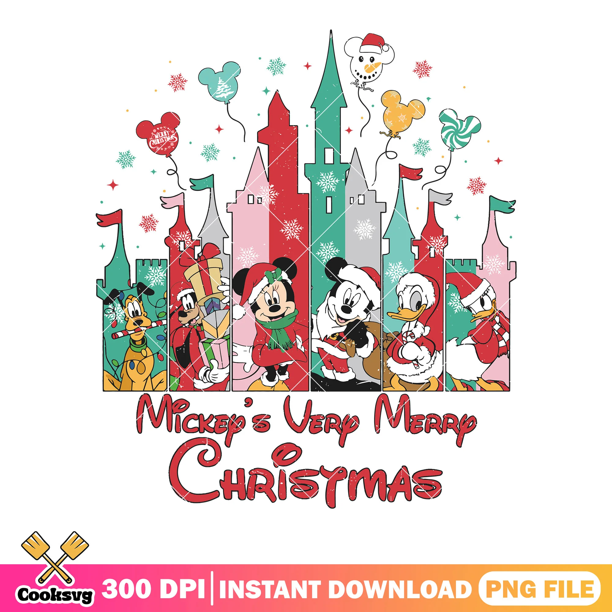 Mickey very merry christmas png, disney castle png, mickey and friends png