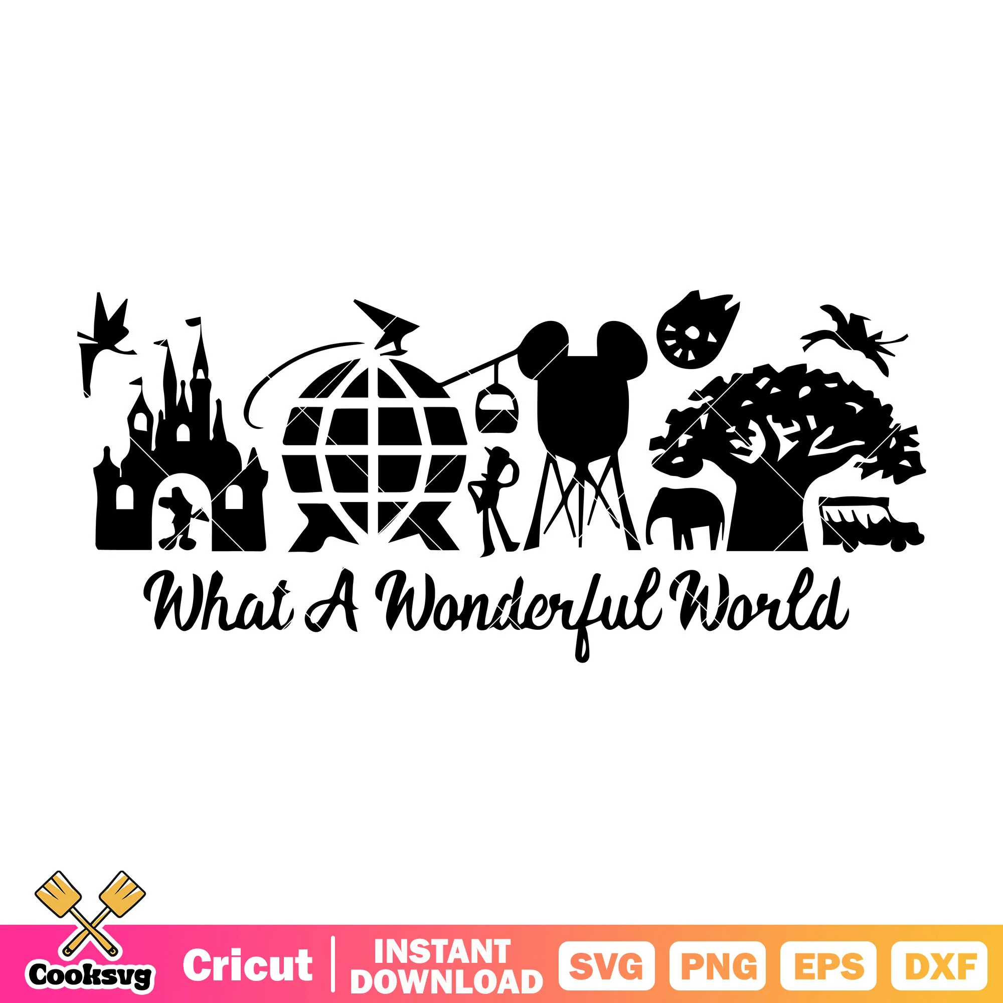 Mickey what a wonderful world svg, wonderful world of disney svg