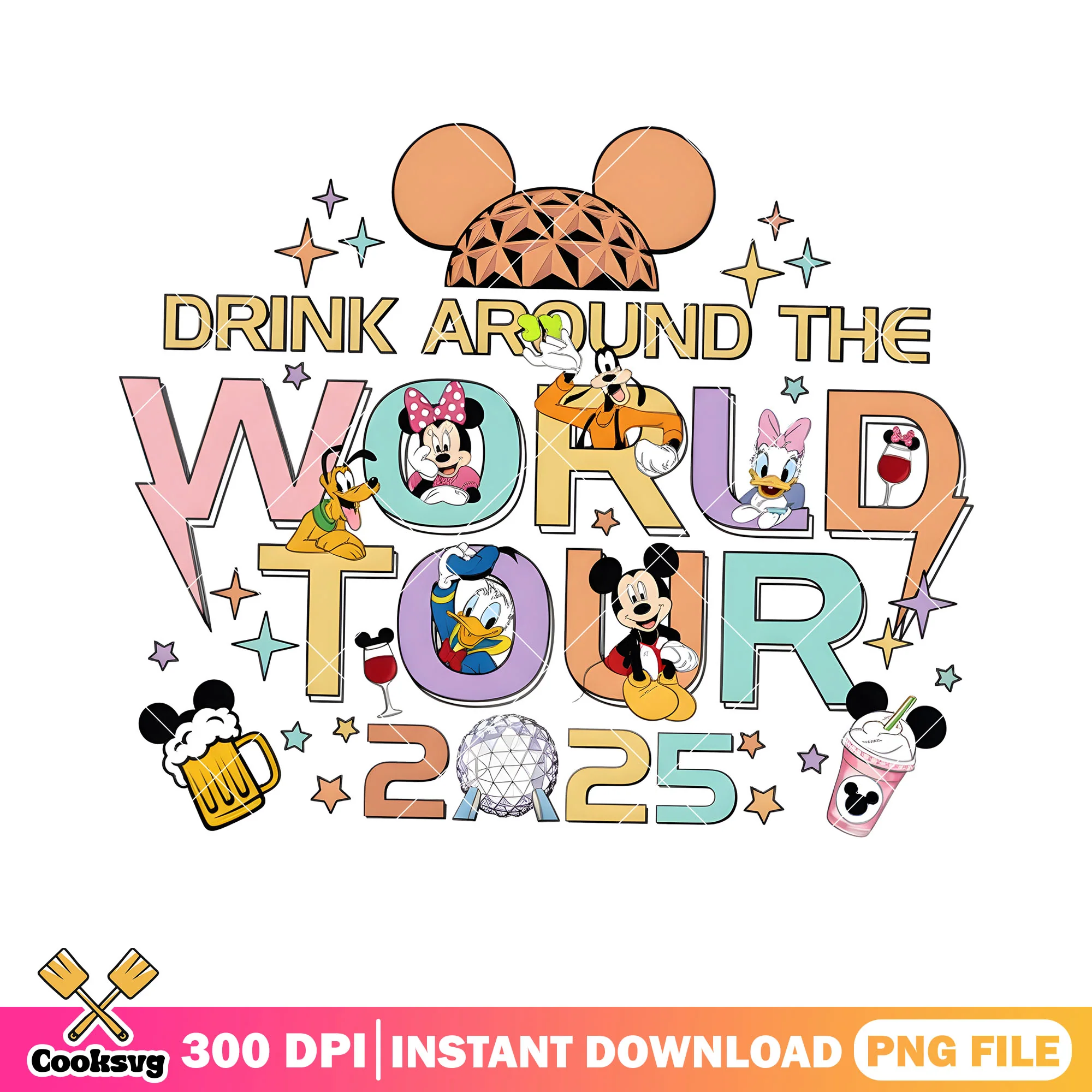 Mickey world tour 2025 png, mickey tour png, world tour disney png