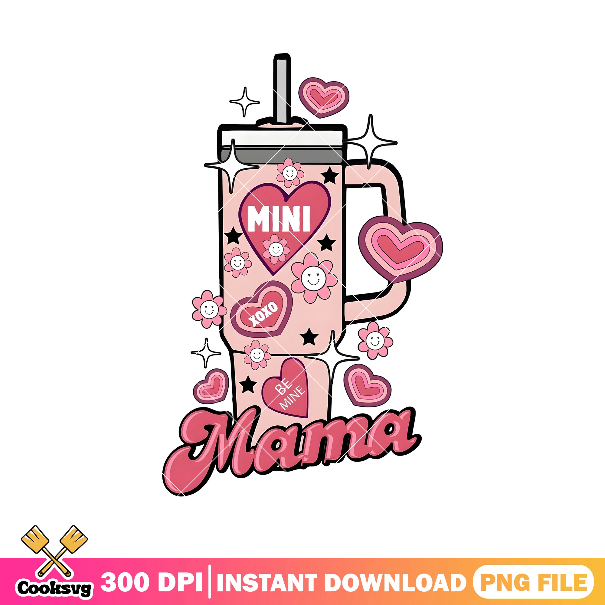 Mini and mama pink valentine png, pink valentine png, mama valentine png
