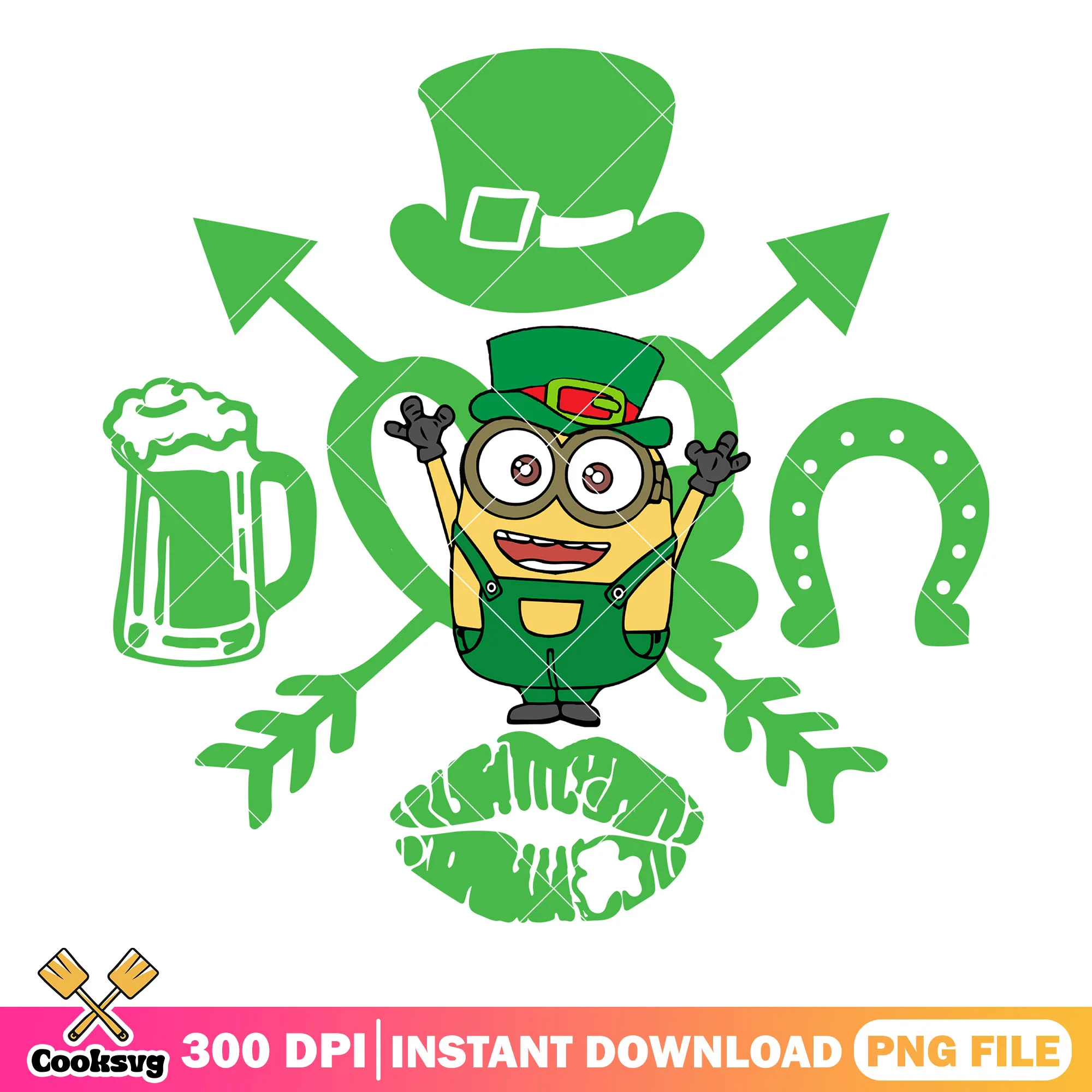 Minion st patrick day green logo png, saint patricks day png