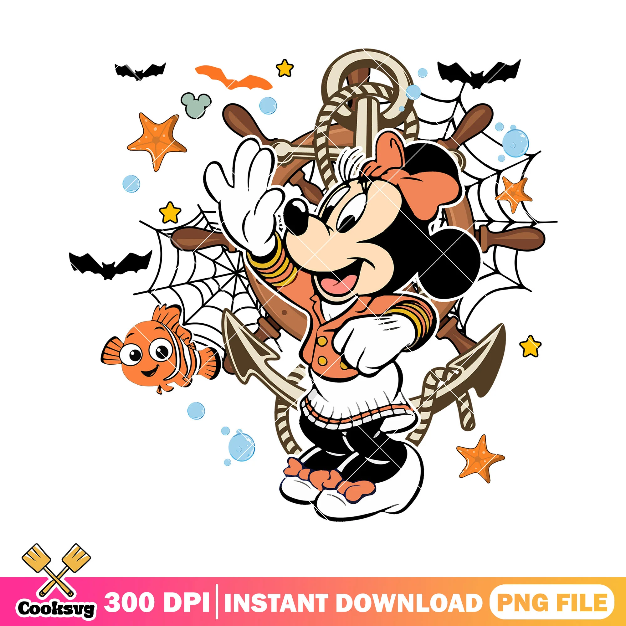 Minnie creepy sailor png, happy halloween png, disney halloween png