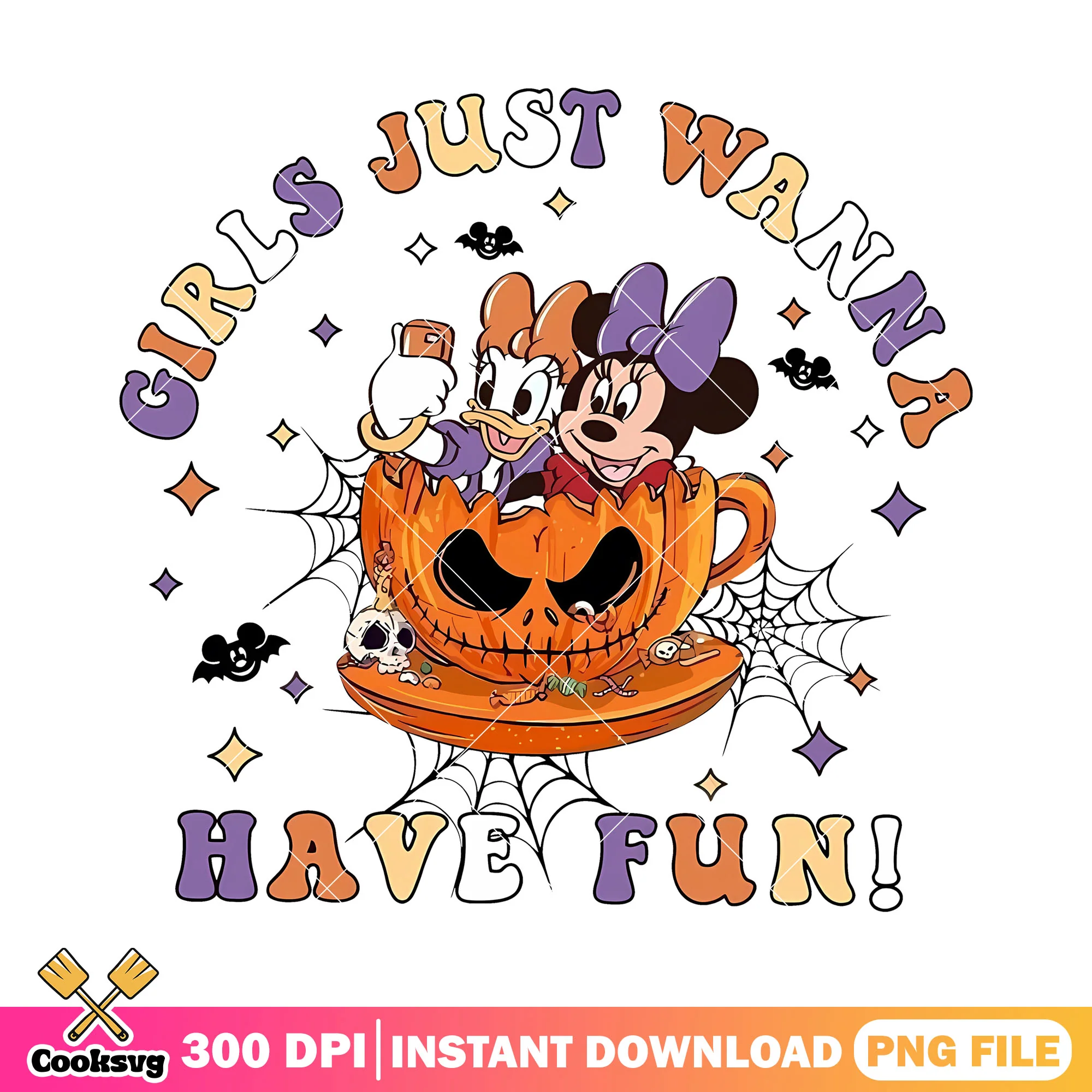Minnie girl have fun png, minnie halloween png, halloween girl png