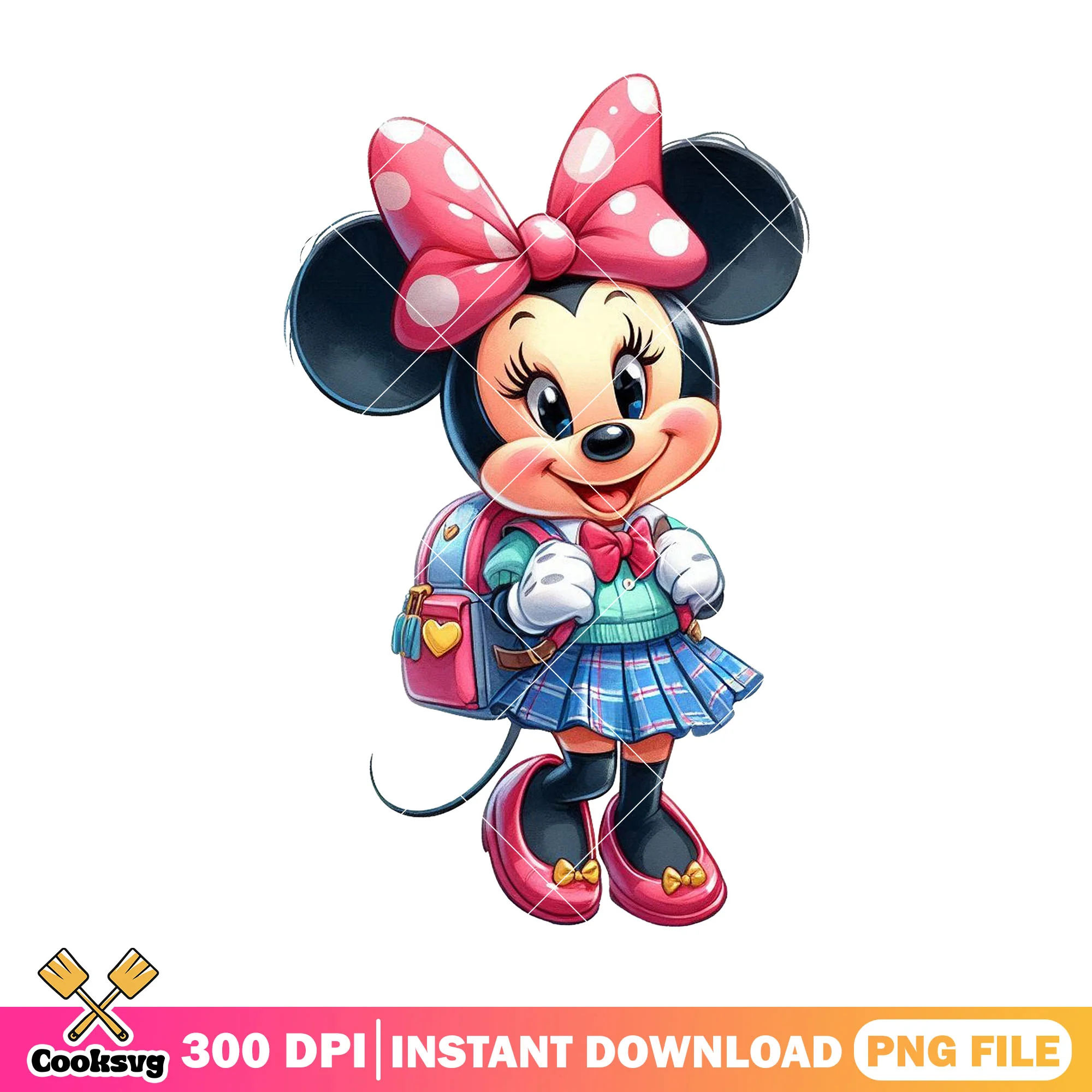 Minnie going school png, disney land png, welcome back to school png