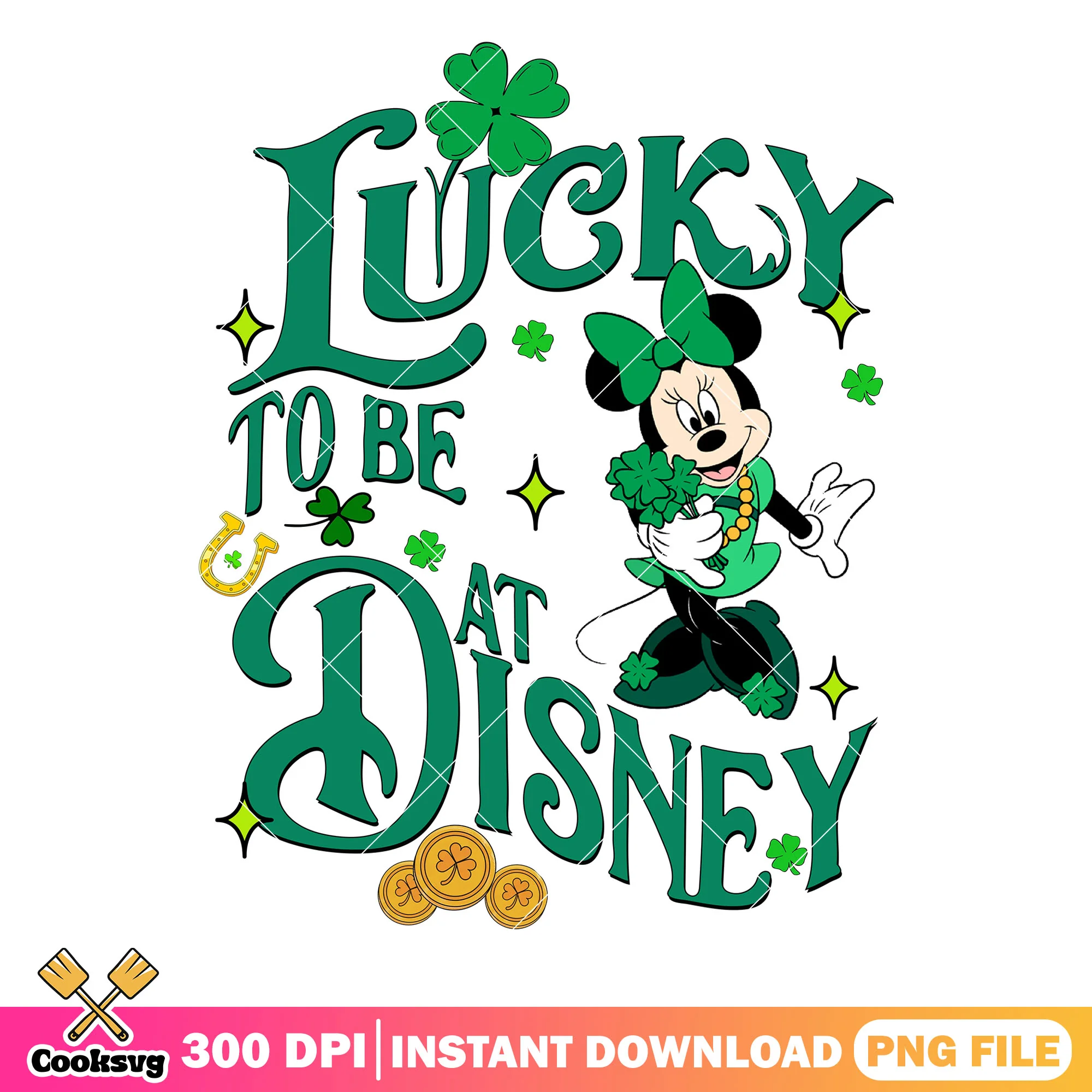 Minnie lucky to be at disney png, disney st patricks day png