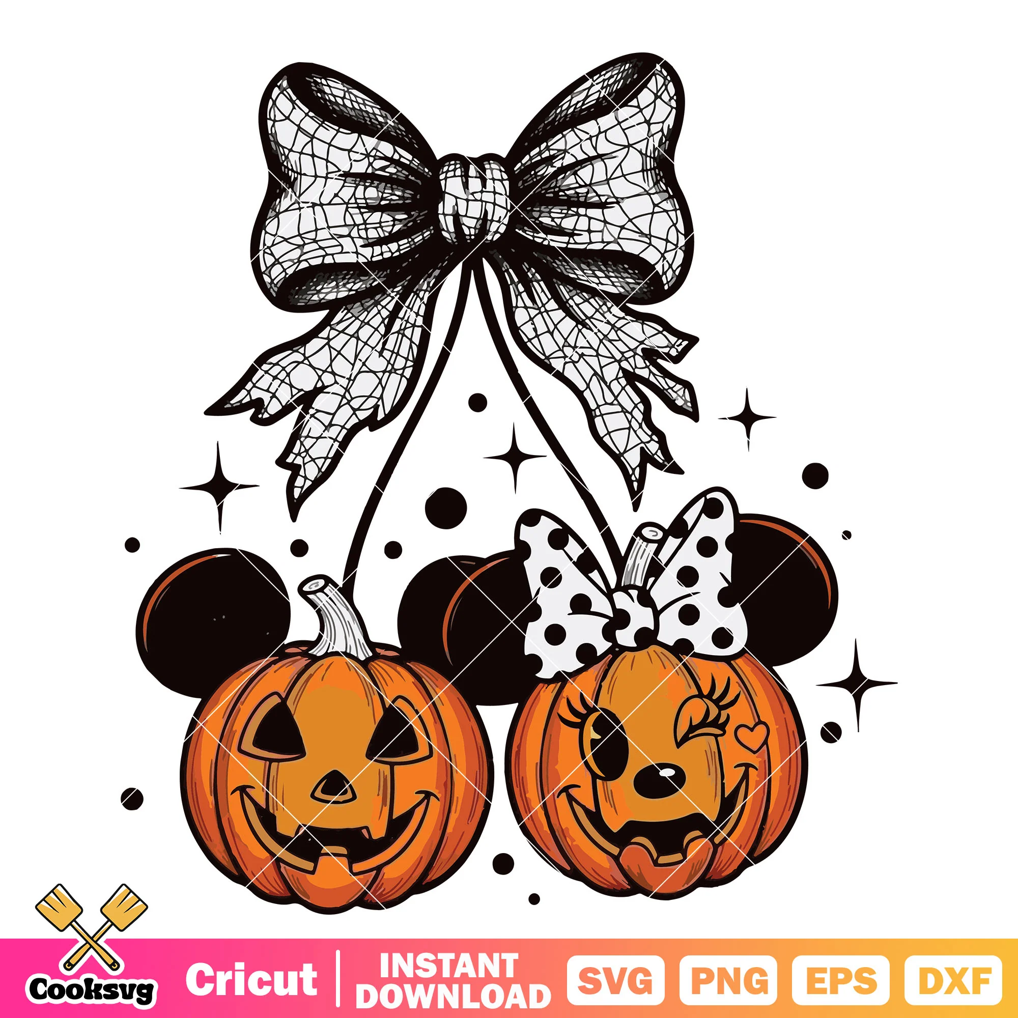 Minnie mickey pumpkin bow svg, pumpkin mickey svg, bow halloween svg