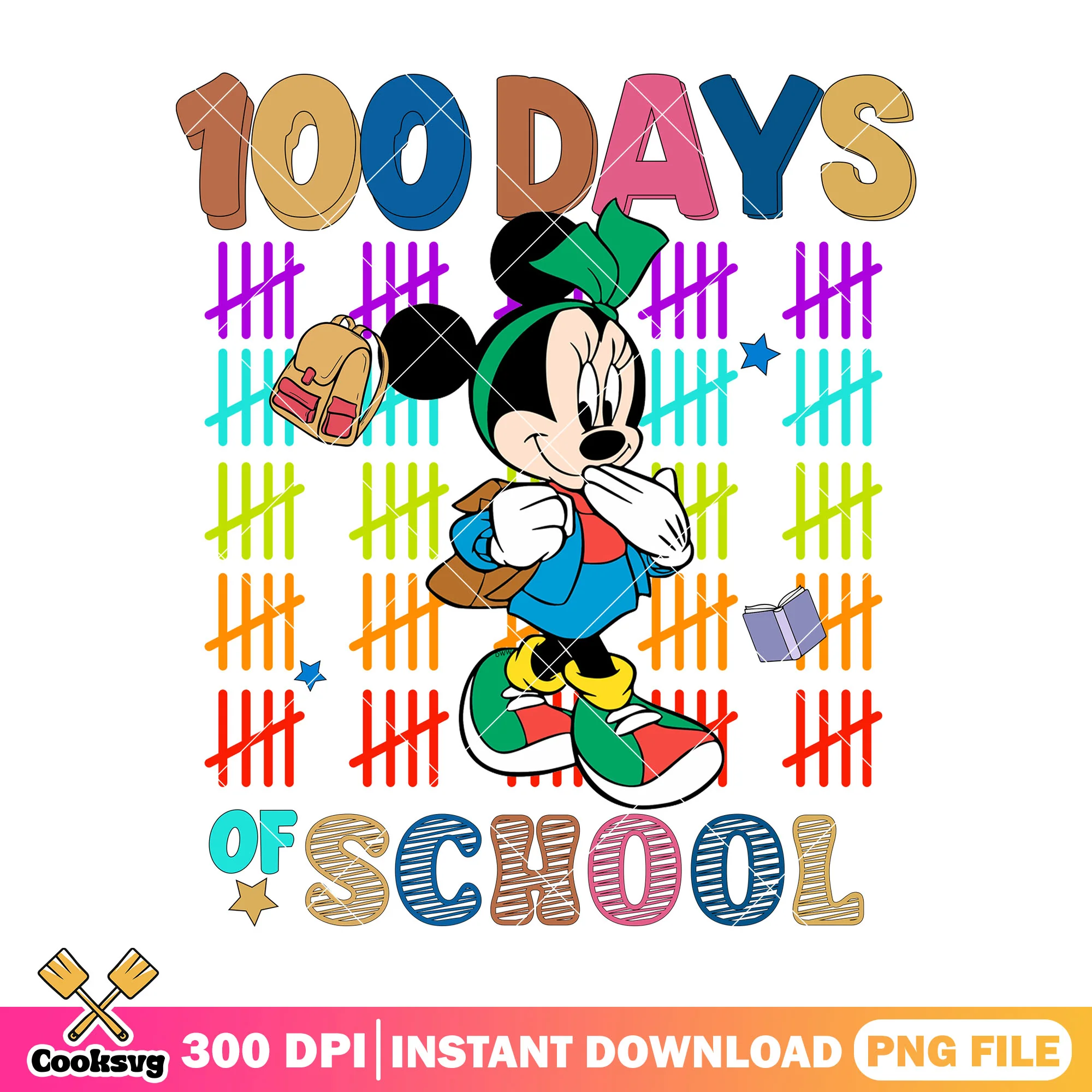 Minnie mouse 100 days school png, minnie cute png, back to school png