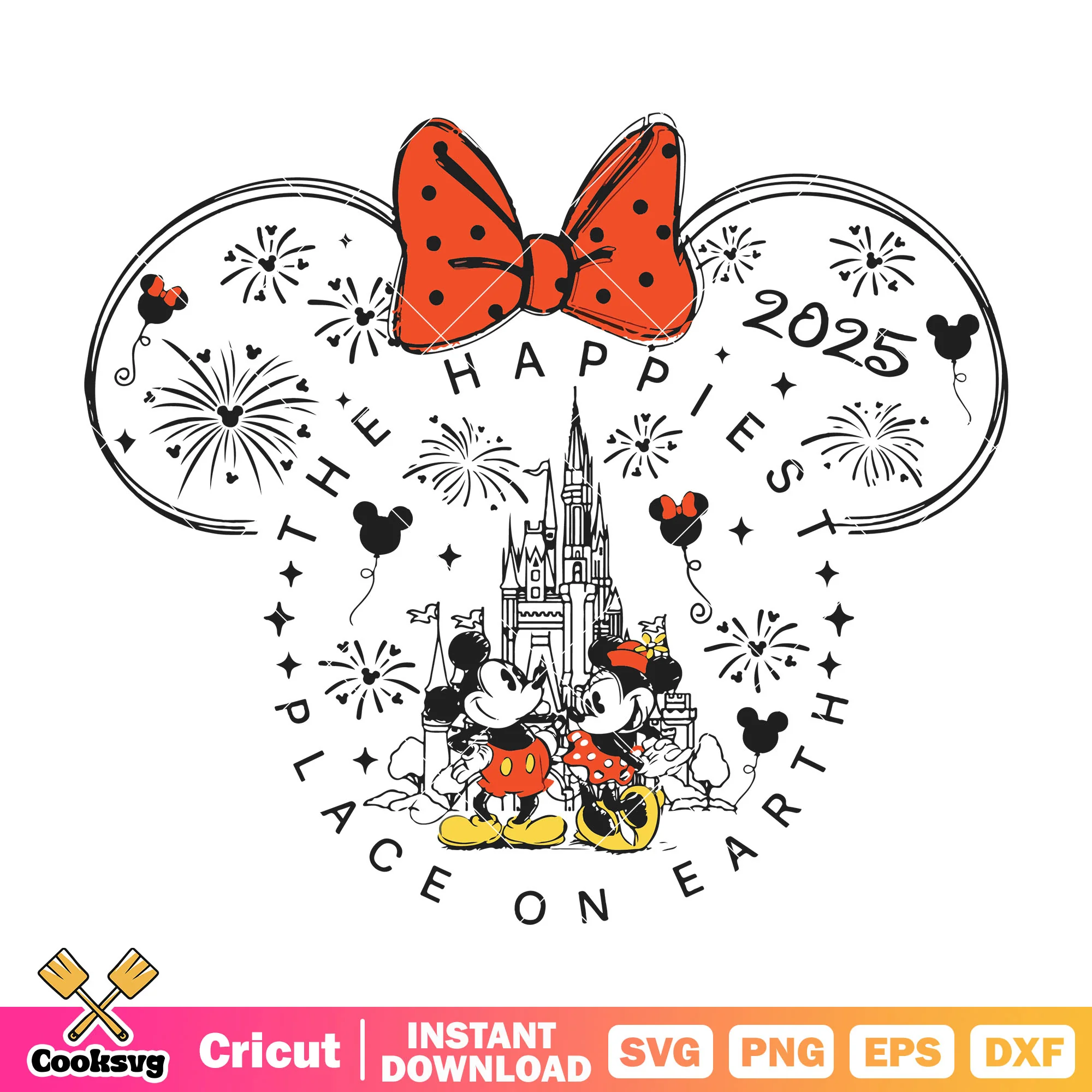 Minnie the happiest place 2025 svg, disney 2025 svg, minnie head svg