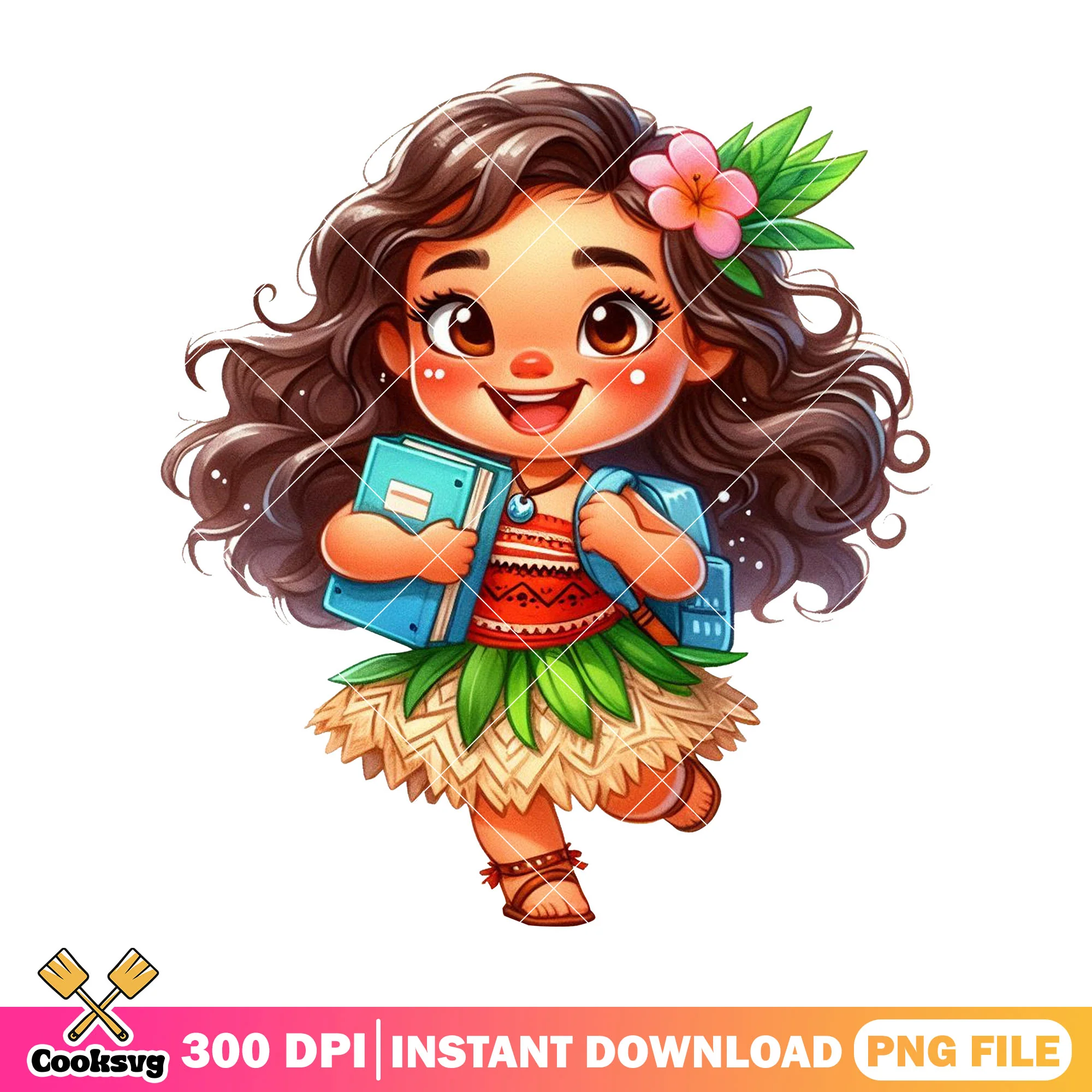 Moana going school png, back to school outfit png, disney art png