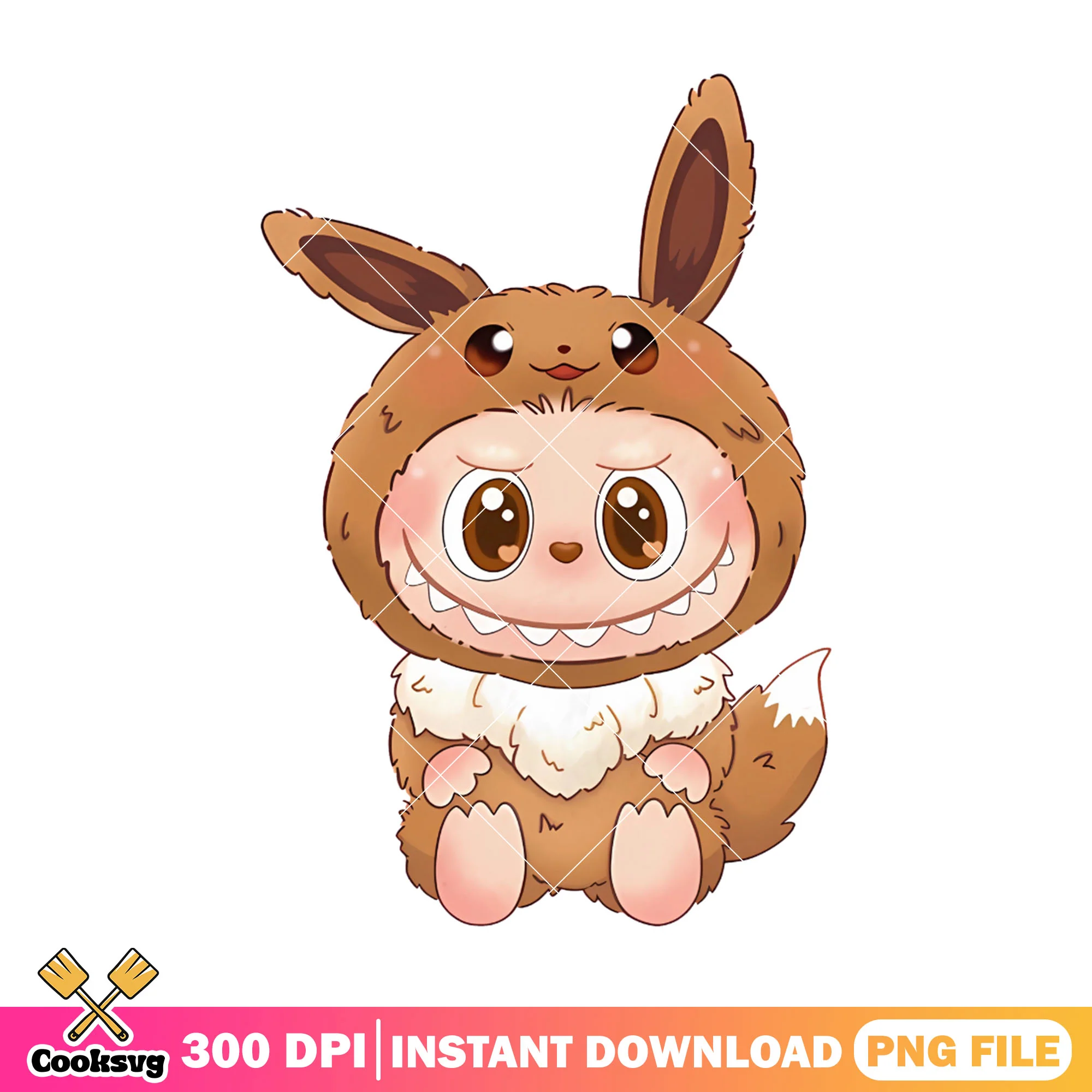 Monster labubu cute costume png, labubu costume png, labubu popmart png