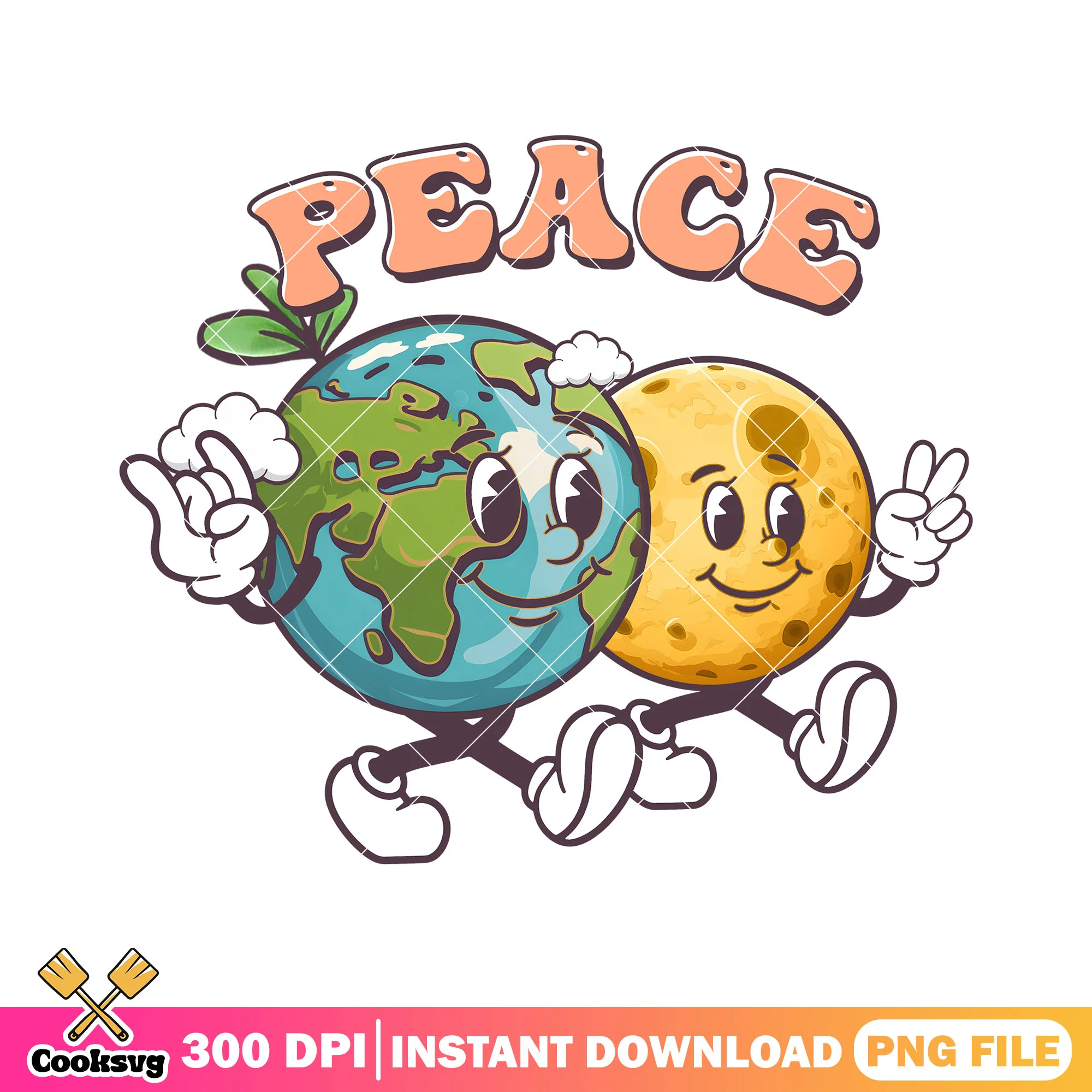 Moon and global earth peach png, earth day facts png, earth png