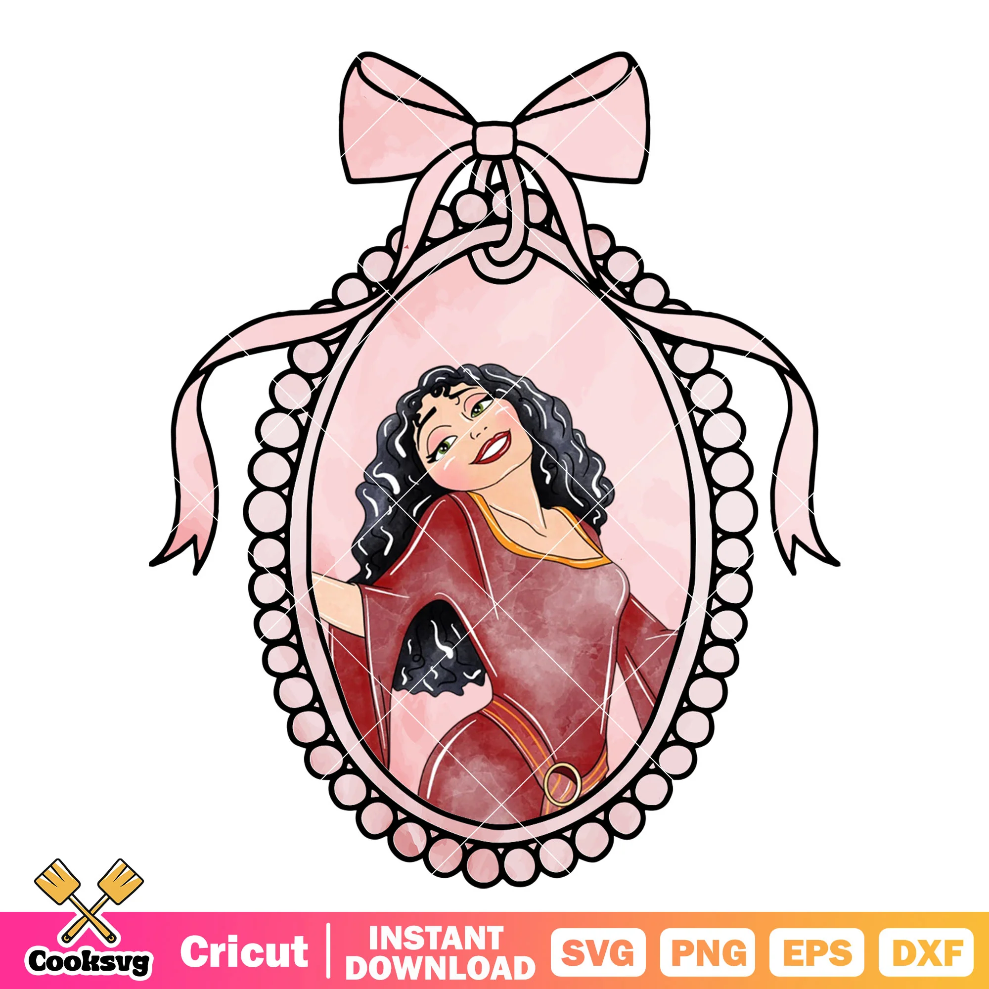 Mother gothel disney pink bow tie mirror png, mother gothel png