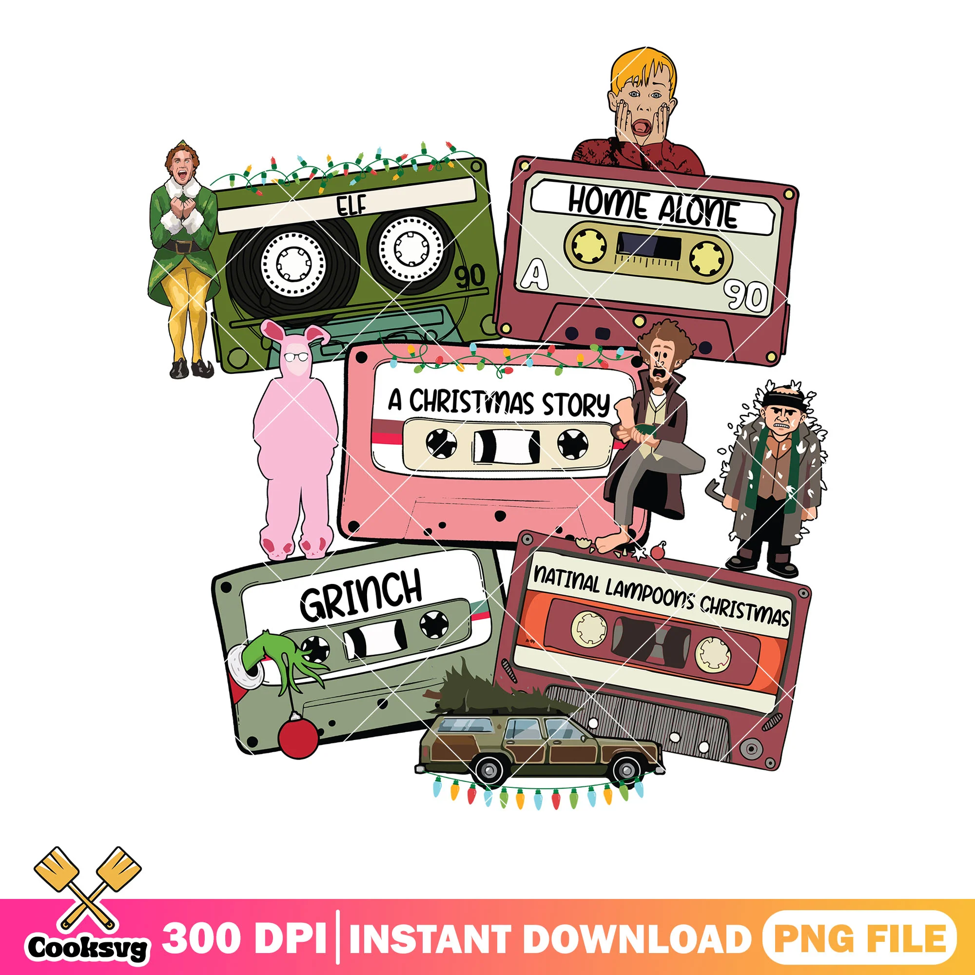 Movie cassette tapes png, classic holiday png, films vintage art png