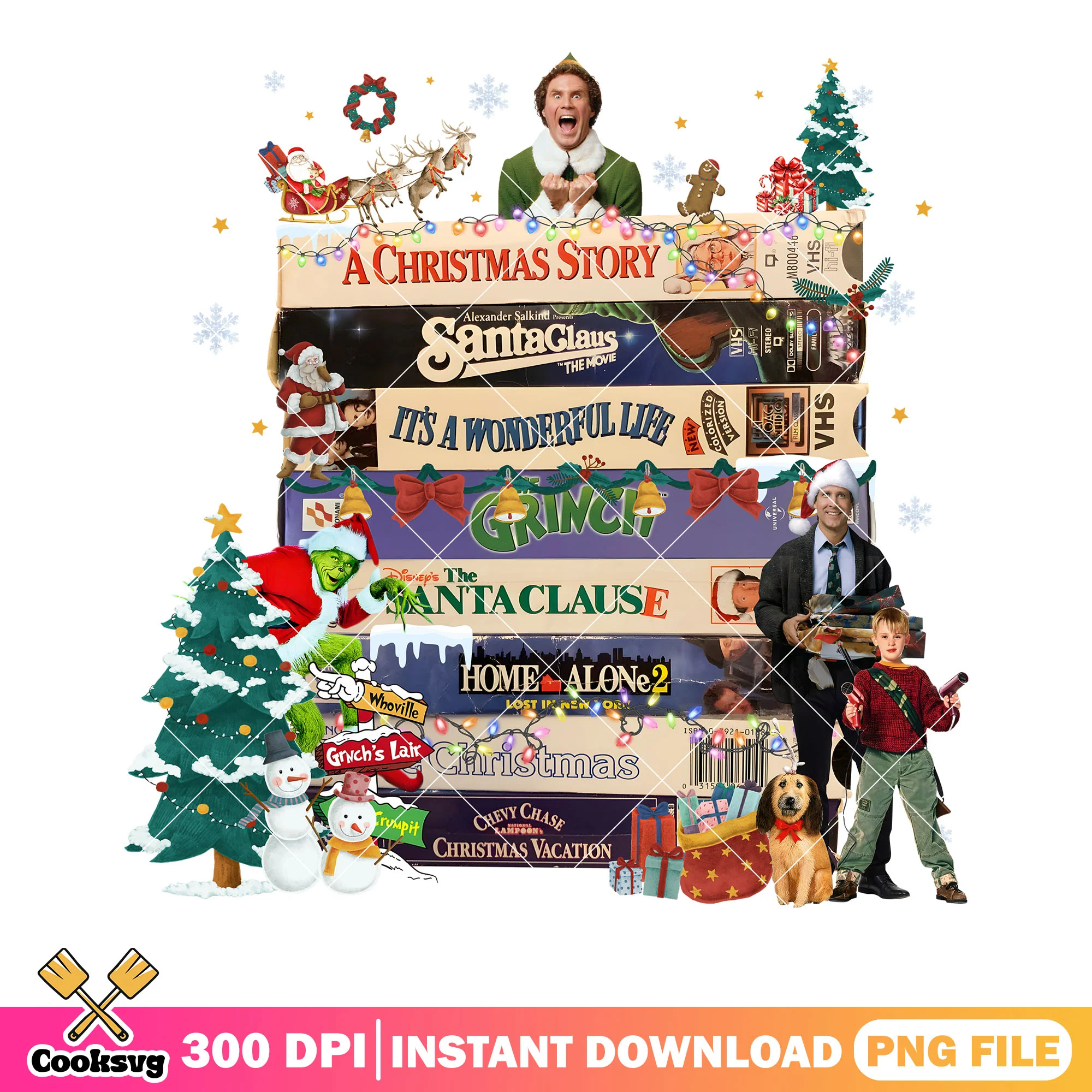 Movie for christmas night png, christmas tree png, christmas gifts png