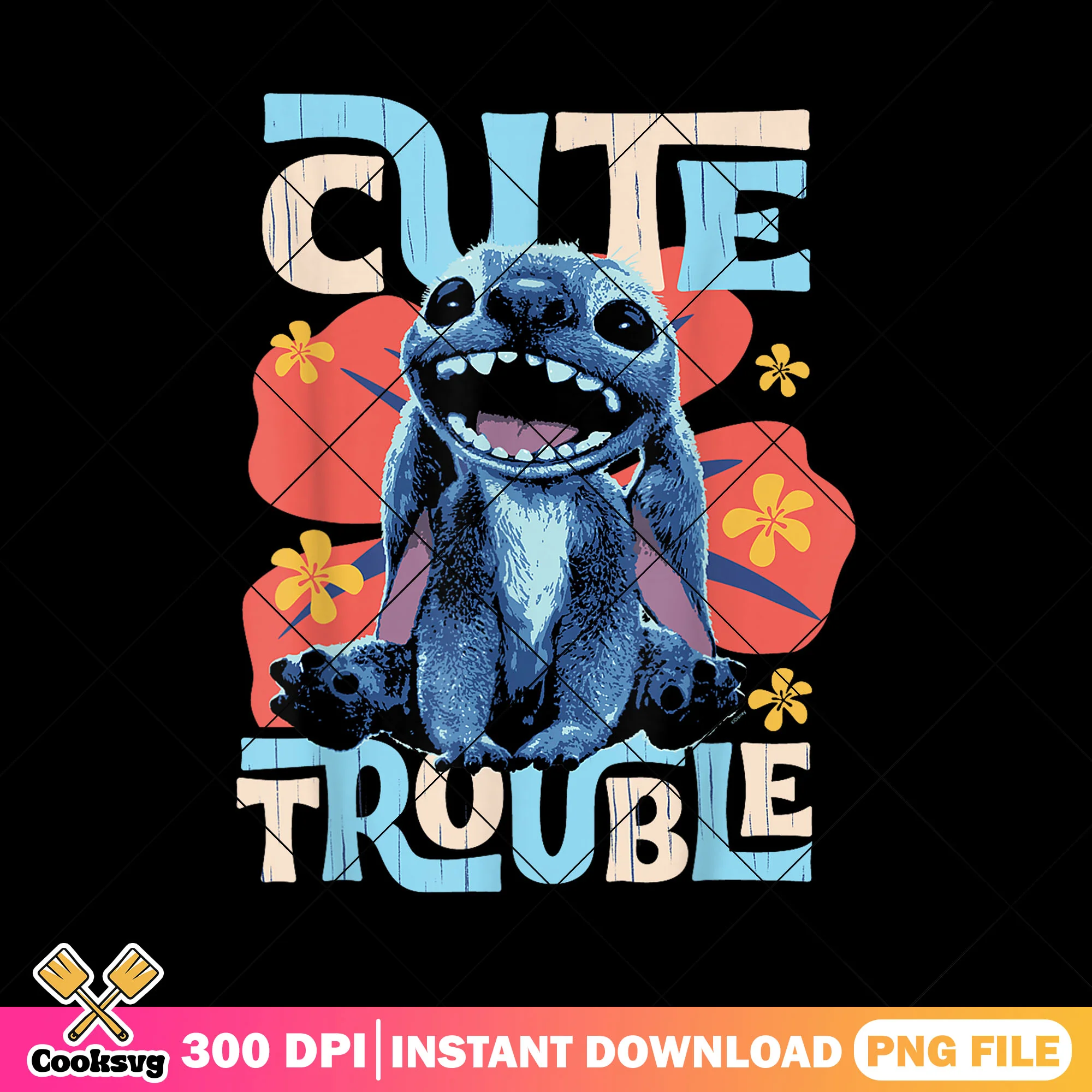 Movie stitch trouble png, stitch movie png, stitch flower png