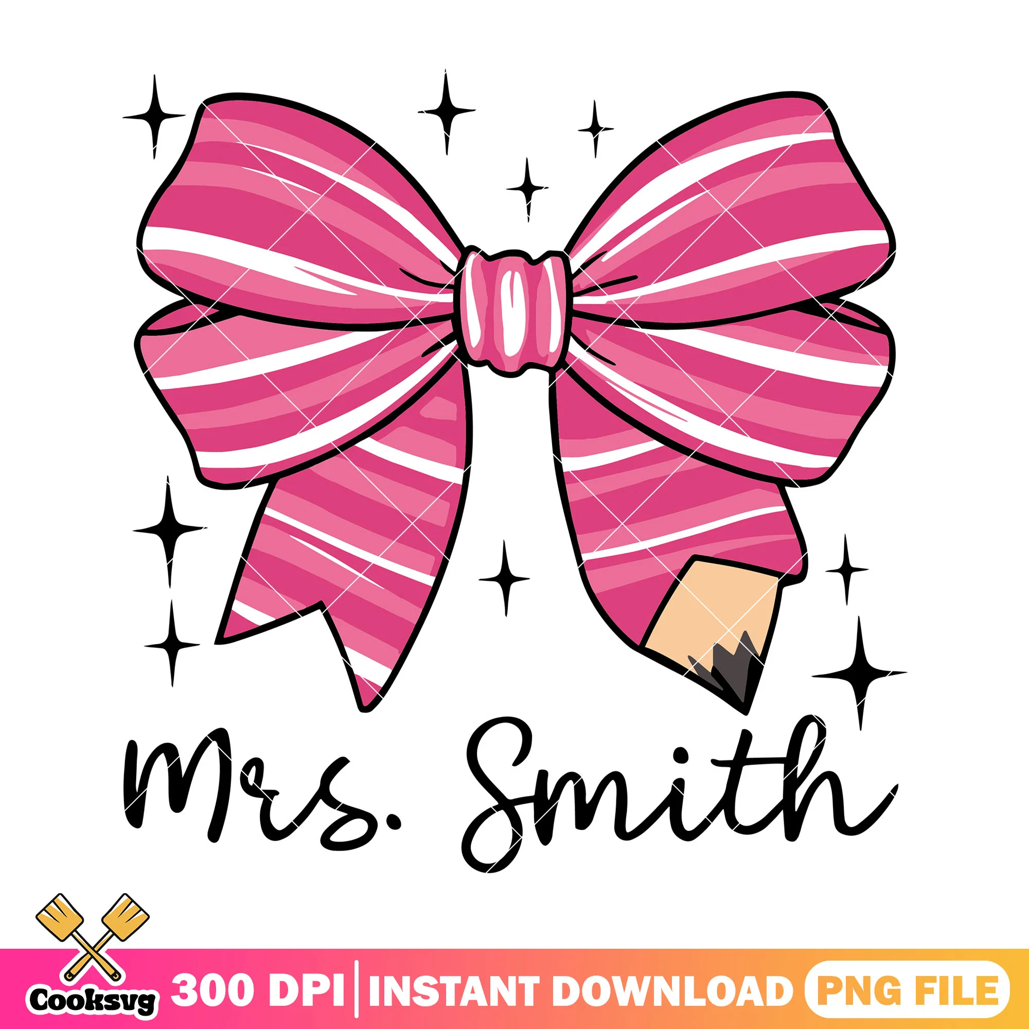 Mrs smith bow design png, big bow png, welcome back to school png