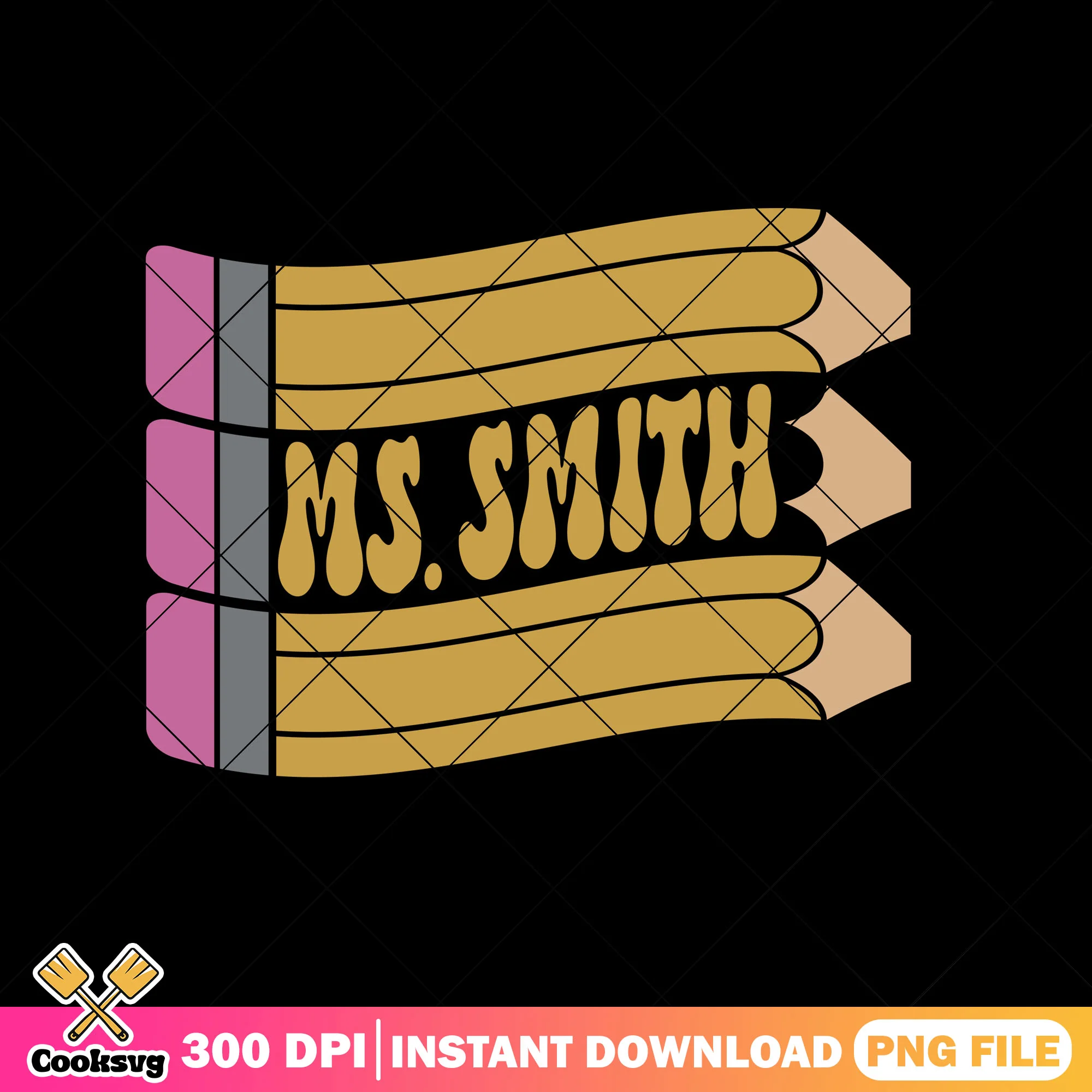 Ms smith pencils design png, yellow pencil png, back to school image png