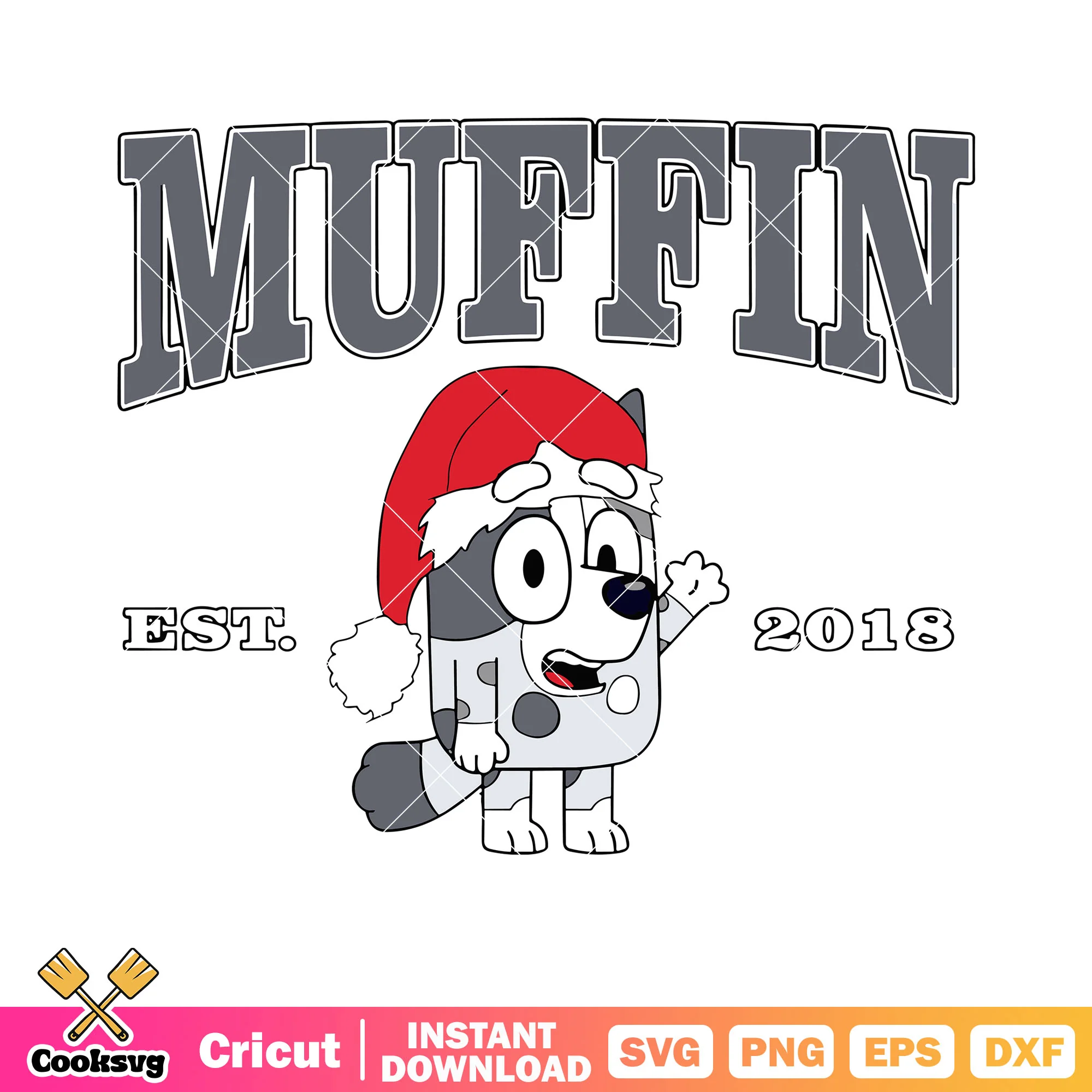 Muffin est 2018 svg, christmas hat svg, cartoon for kids svg