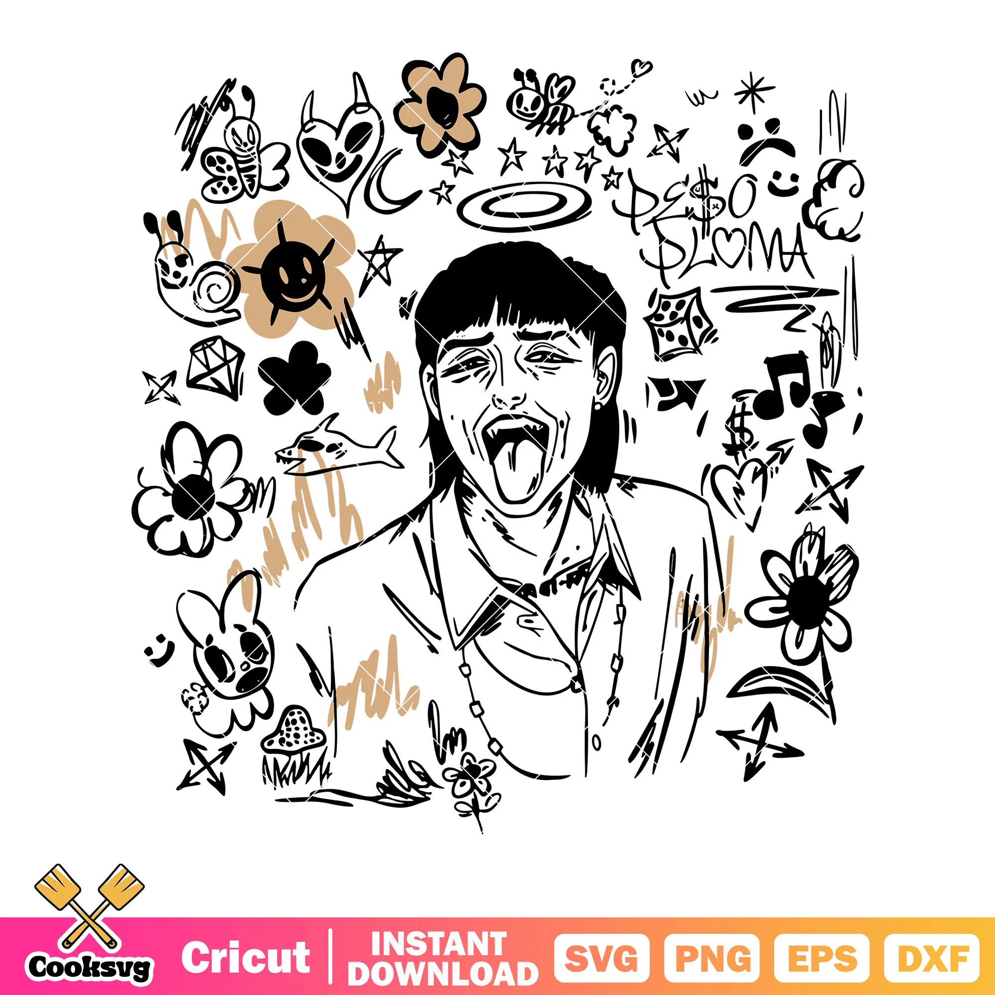 Mullet haircut guy svg, evil heart icon svg, Peso paloma svg