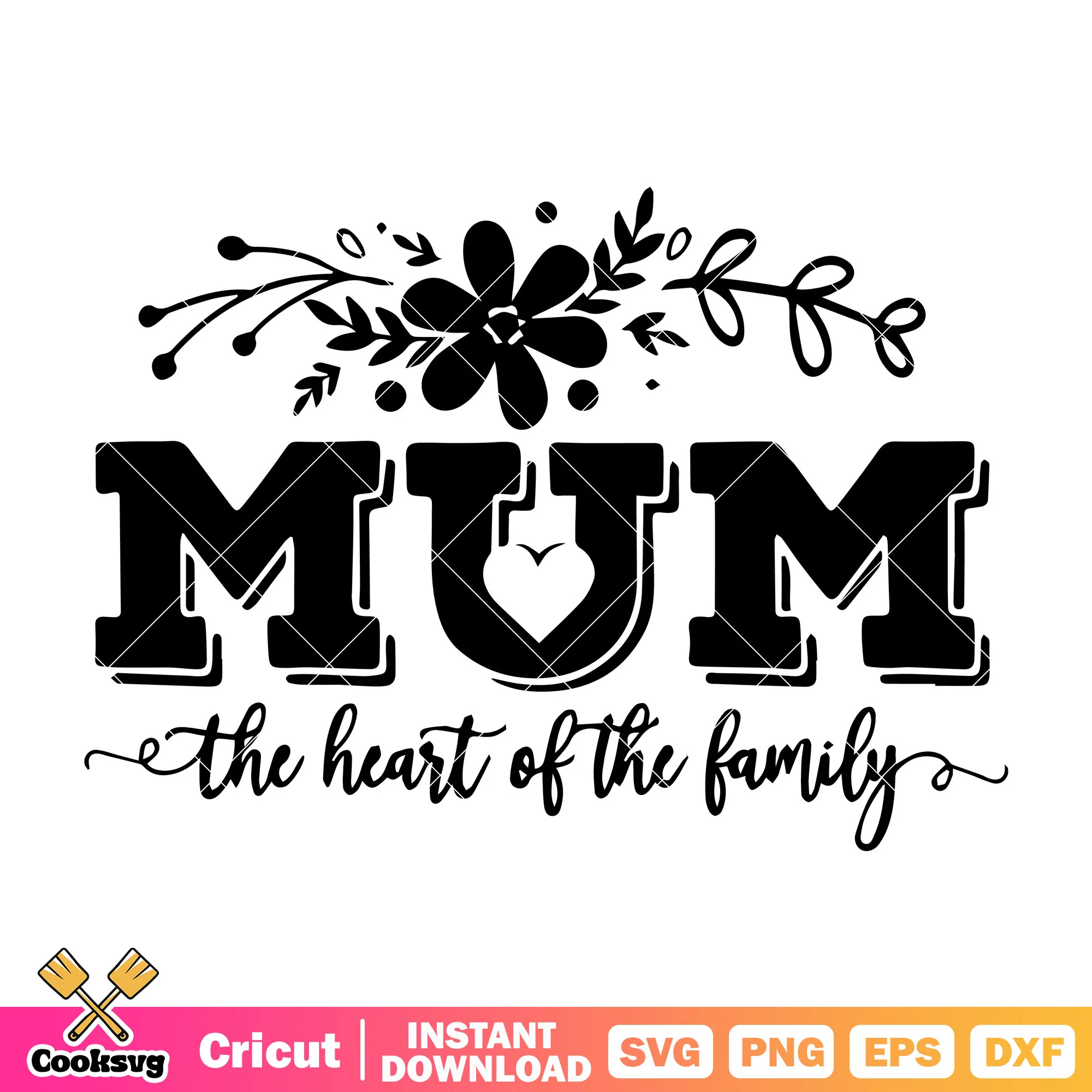 Mum the heart of the family svg, mother day svg, mom quotes svg