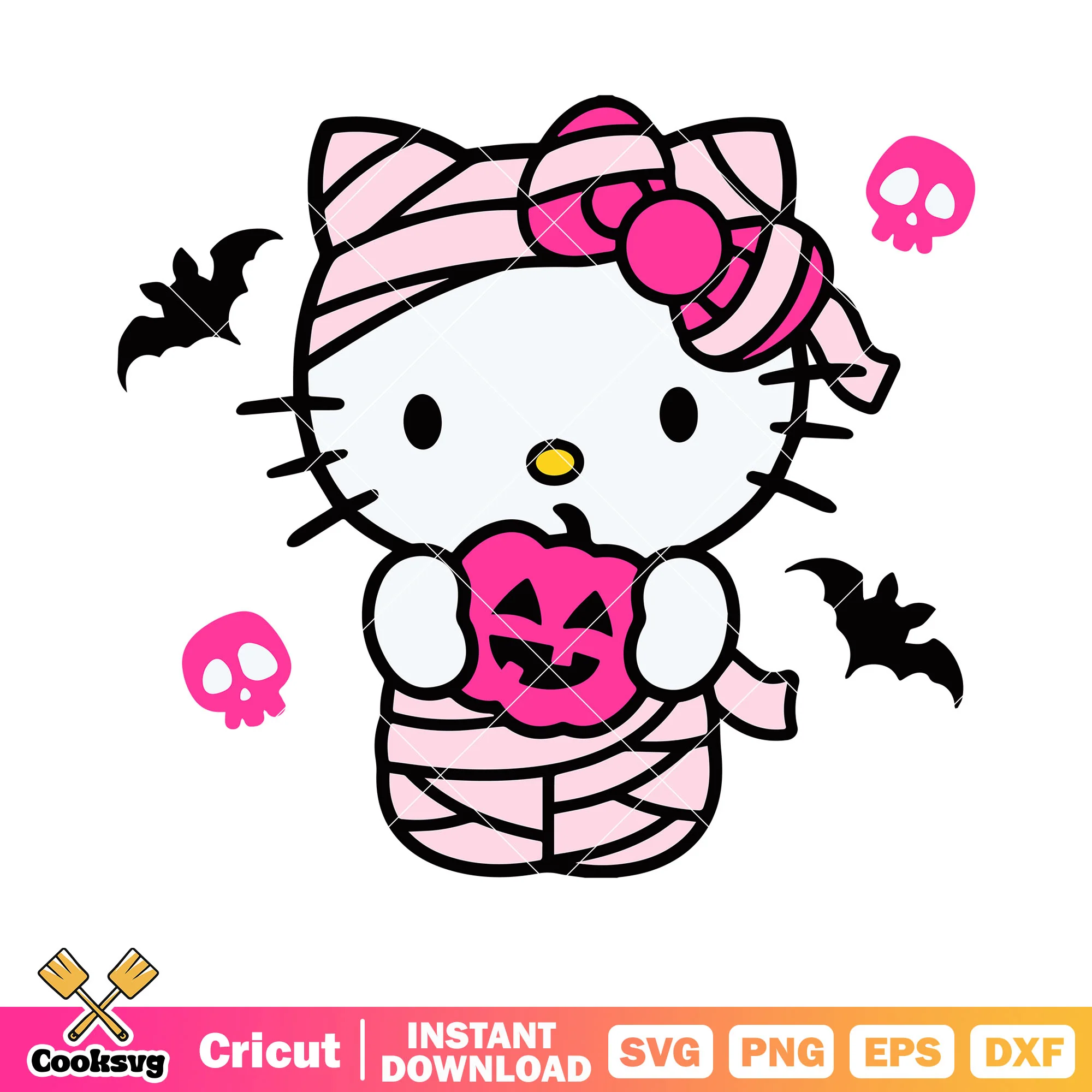 Mummy costume svg, hello kitty svg, pink skul skeleton svg